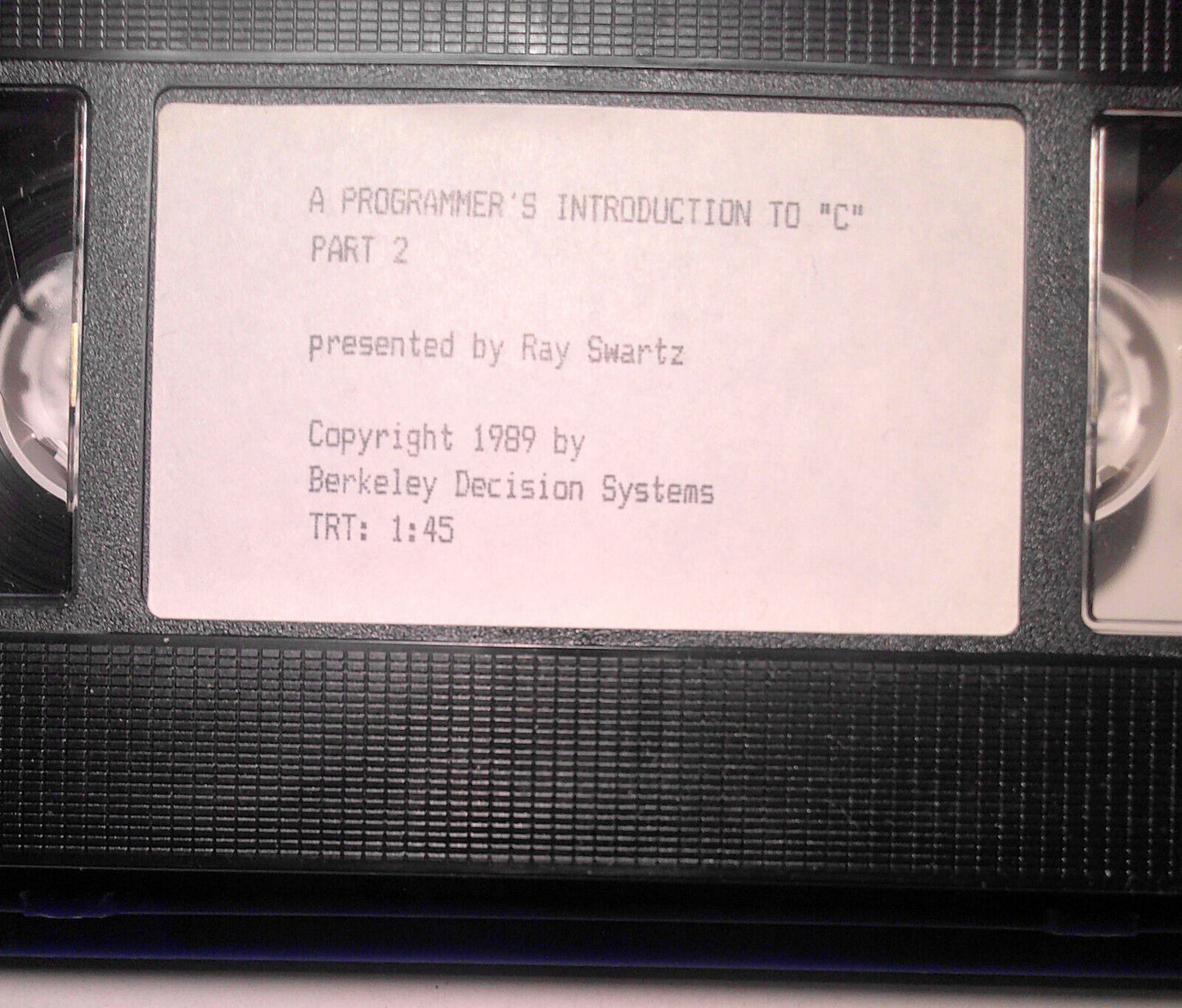 A programmer's introduction to "C", Part 2 - VHS tape by Ray Swartz. 1989