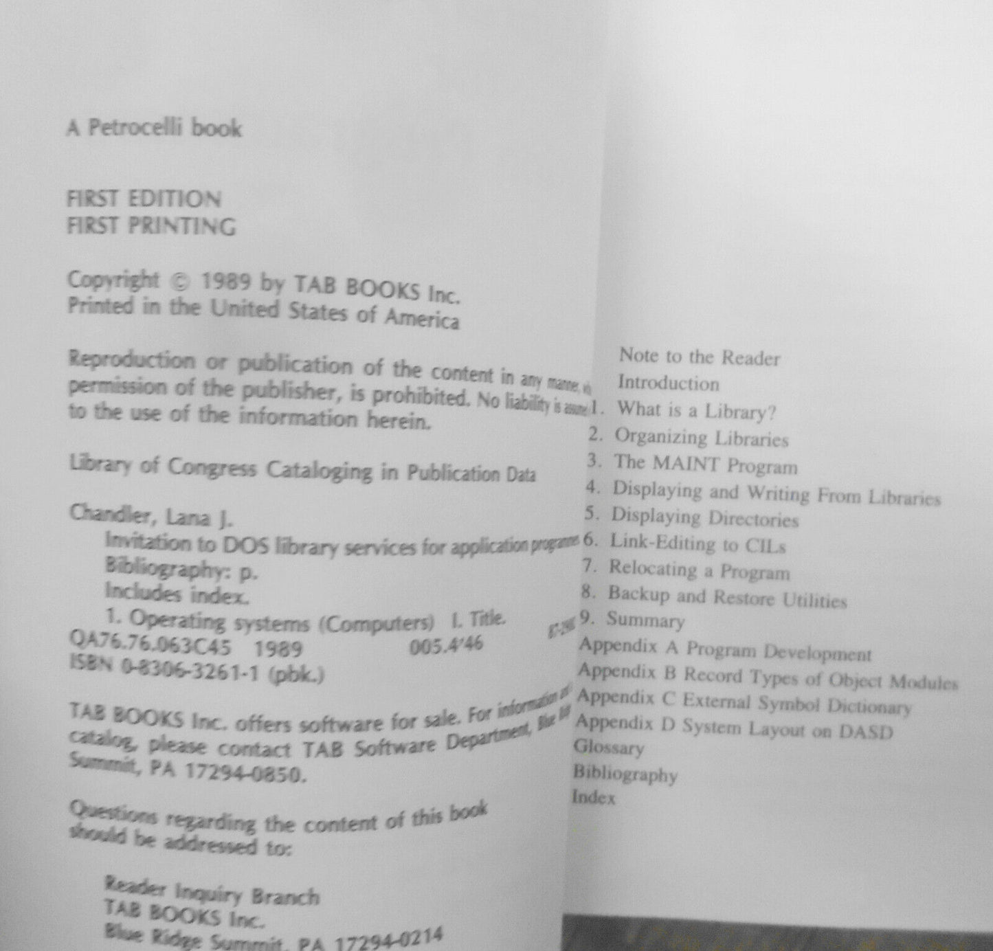Invitation to DOS Library Services for Application Programmers, by Chandler 1989