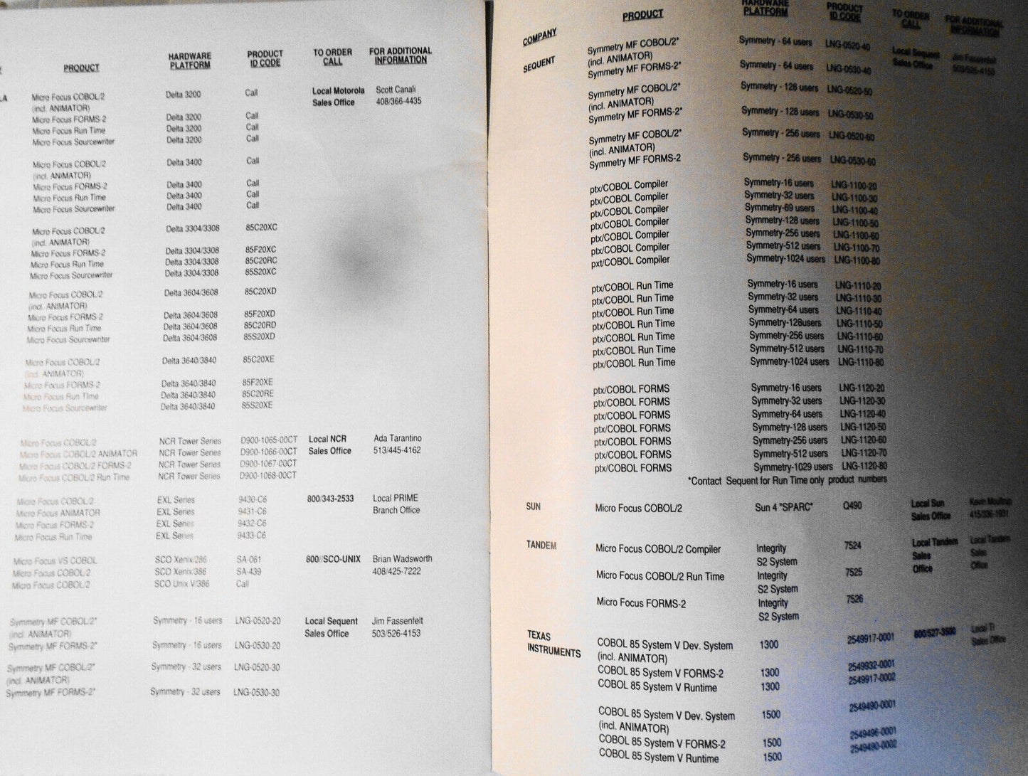 Micro Focus COBOL/2 Toolbox for UNIX developers - 2 Brochures, August 1990