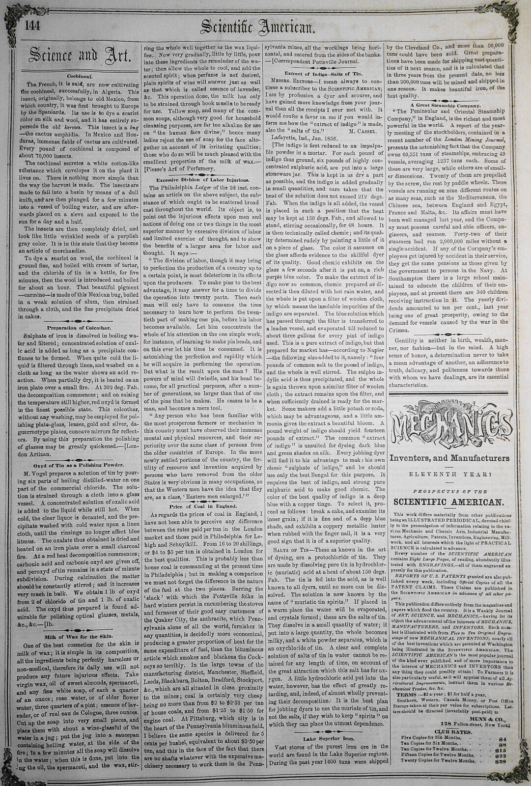 Scientific American, January 12, 1856. New system of Numeration and Measurement
