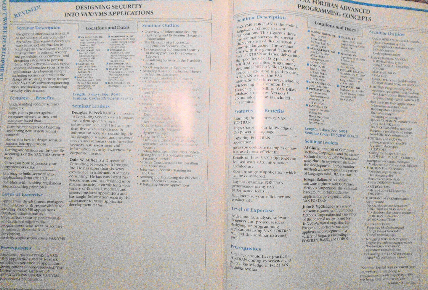 1989 Digital Equipment Corp Seminars Catalog - For Technical & Management