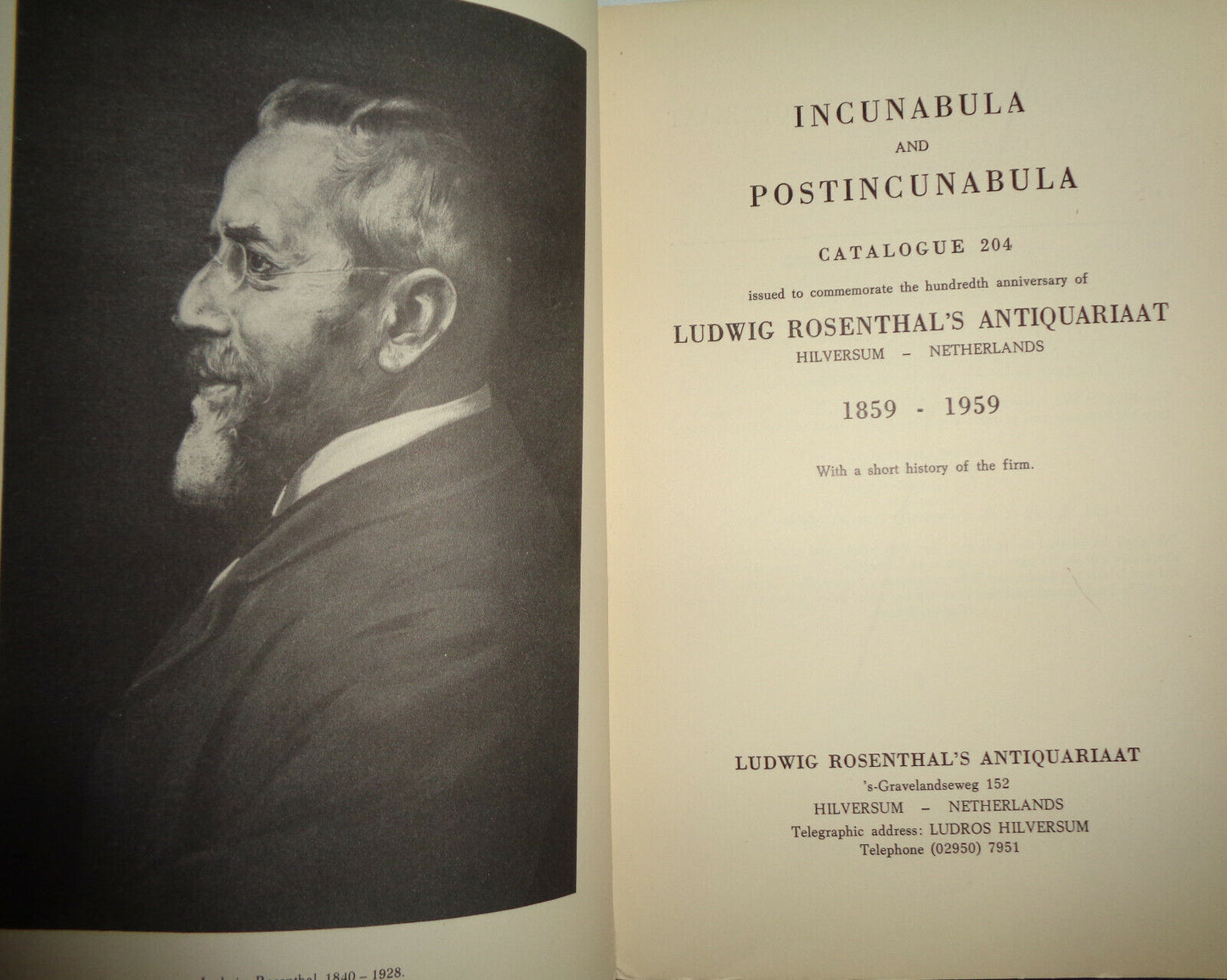 INCUNABULA AND POSTINCUNABULA.. 100TH ANNIVERSARY LUDWIG ROSENTHAL'S ANTIQUARIAT