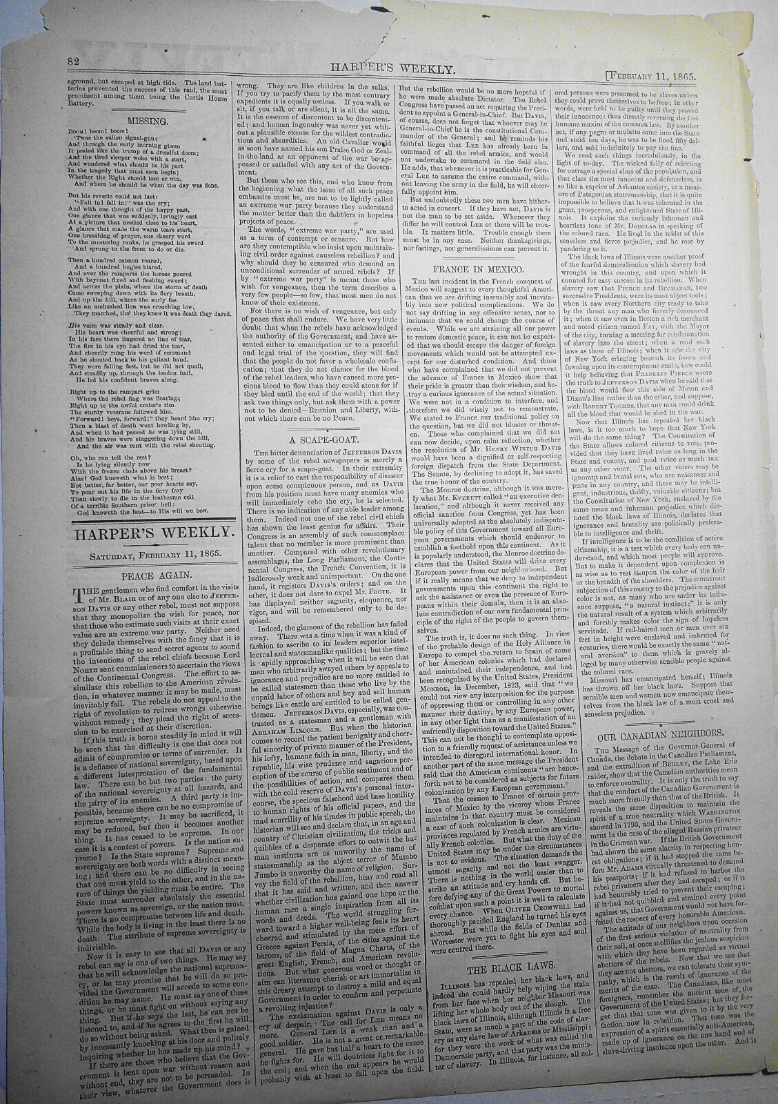 Armstrong Gun & Rebel Iron-clad Fleet - Harper's Weekly February 11, 1865