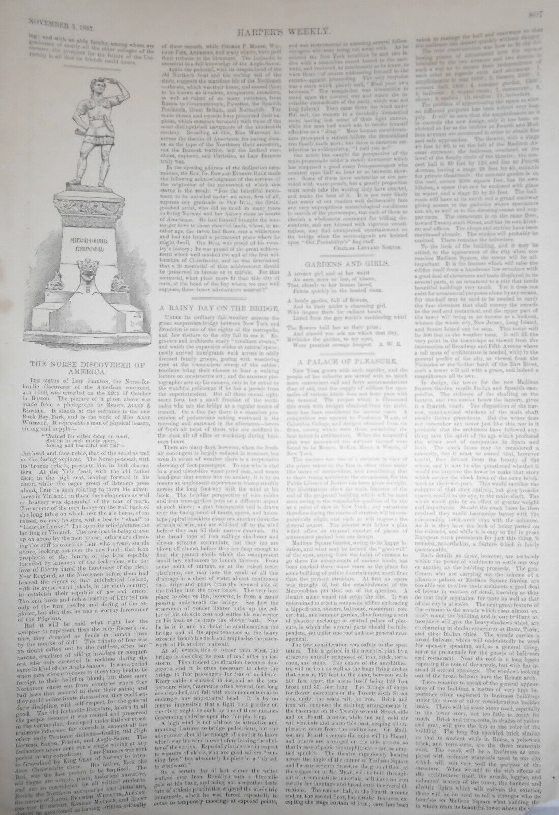 Building To Be Erected On The Site Of Madison Square Garden Harper's Weekly 1877