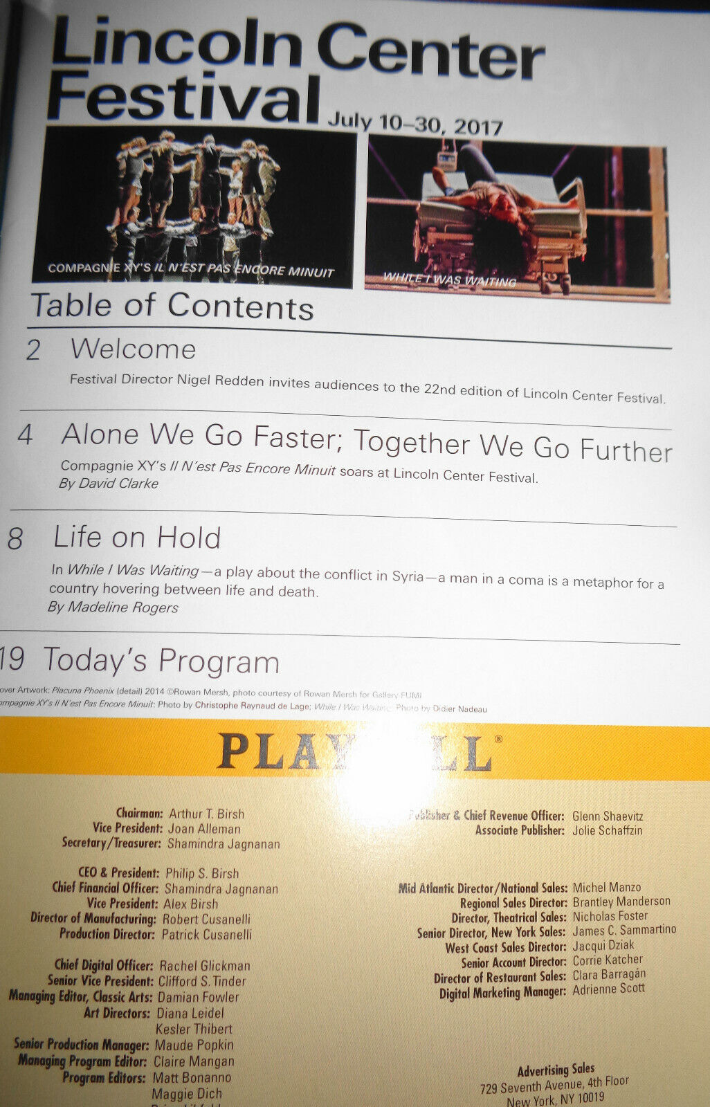Ornette Coleman :Tomorrow is the Question, Playbill July 14, 2017 Lincoln Center