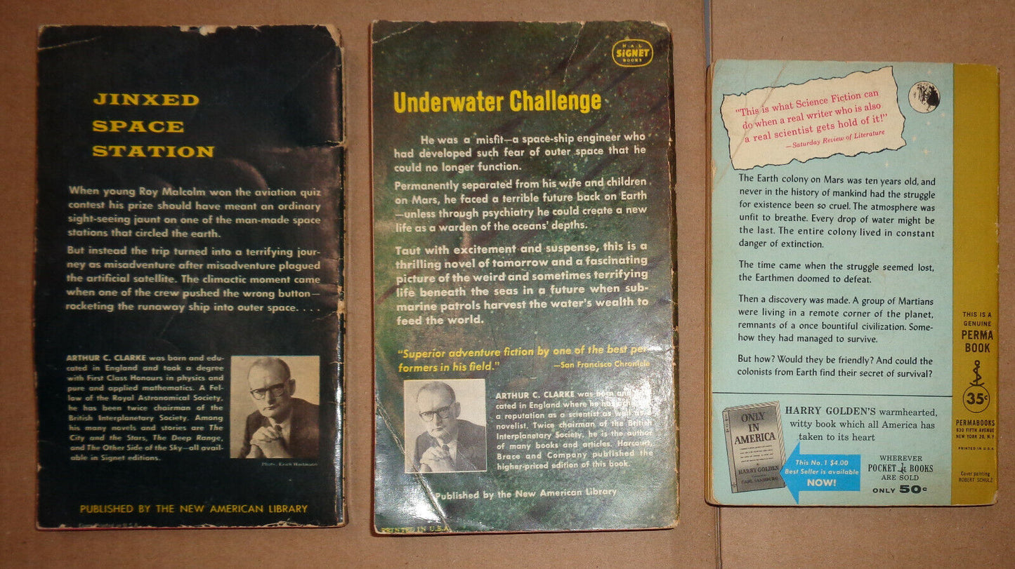 Arthur C. Clarke - 3 Vintage paperbacks - all first printings 1958, 1959, 1960.