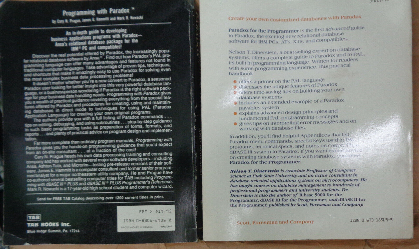 Programming with Paradox, by Cary Prague & Paradox for Programmers by Dinerstein