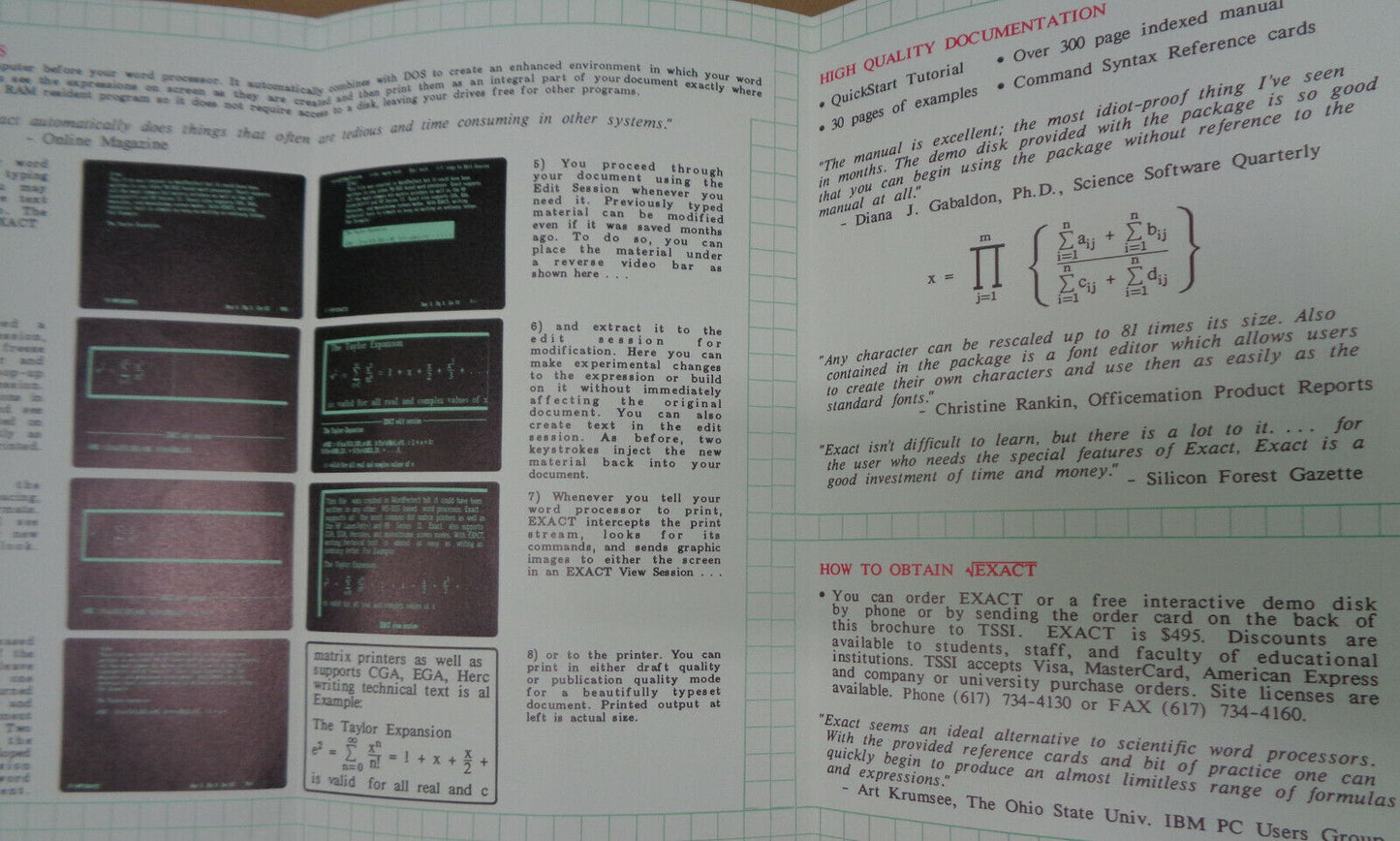 EXACT: expression & character typography for the mathematical sciences - for IBM