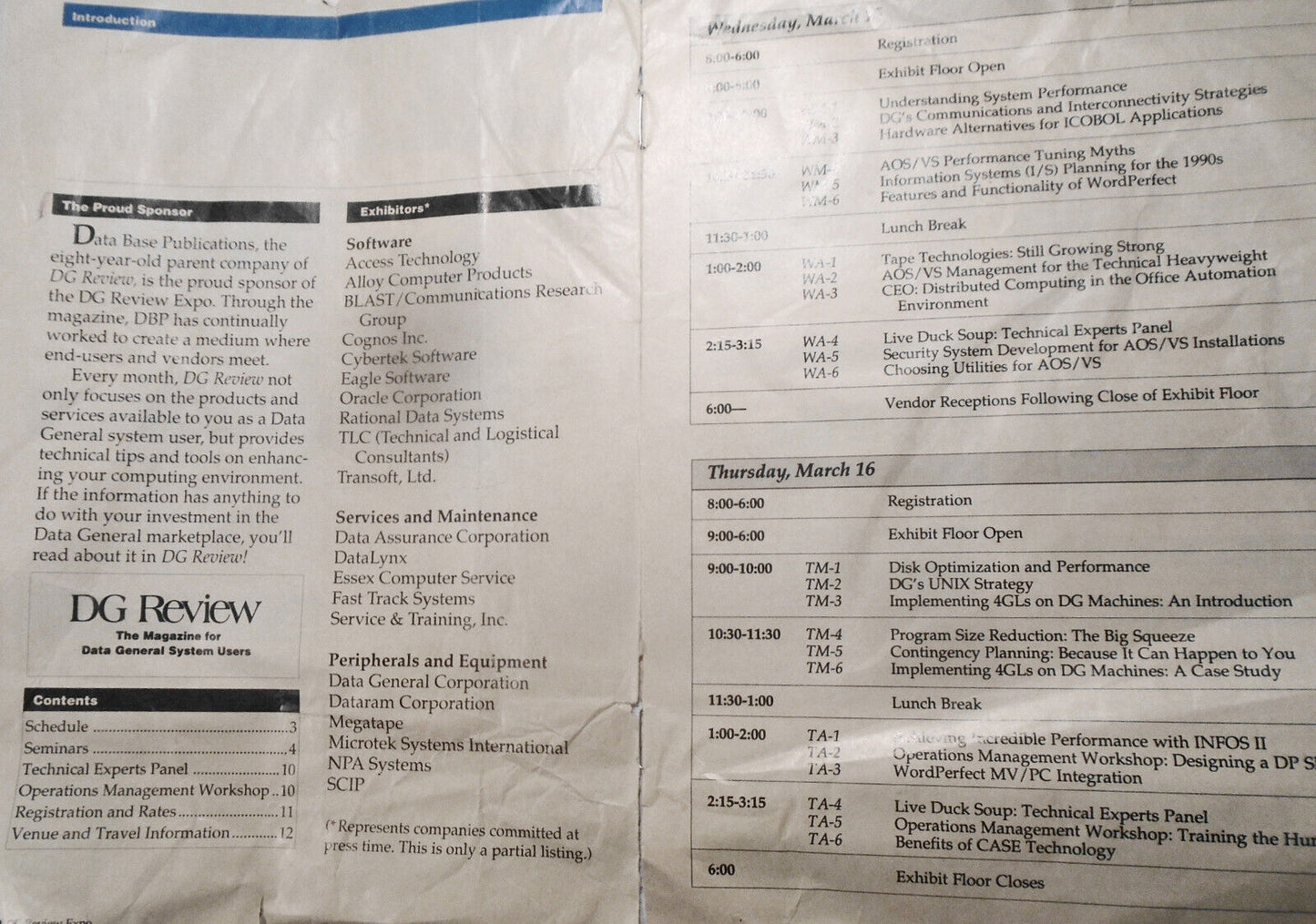 DG Review Expo - Program - Tradeshow and Conference - March 15 & 16, 1989. NYC