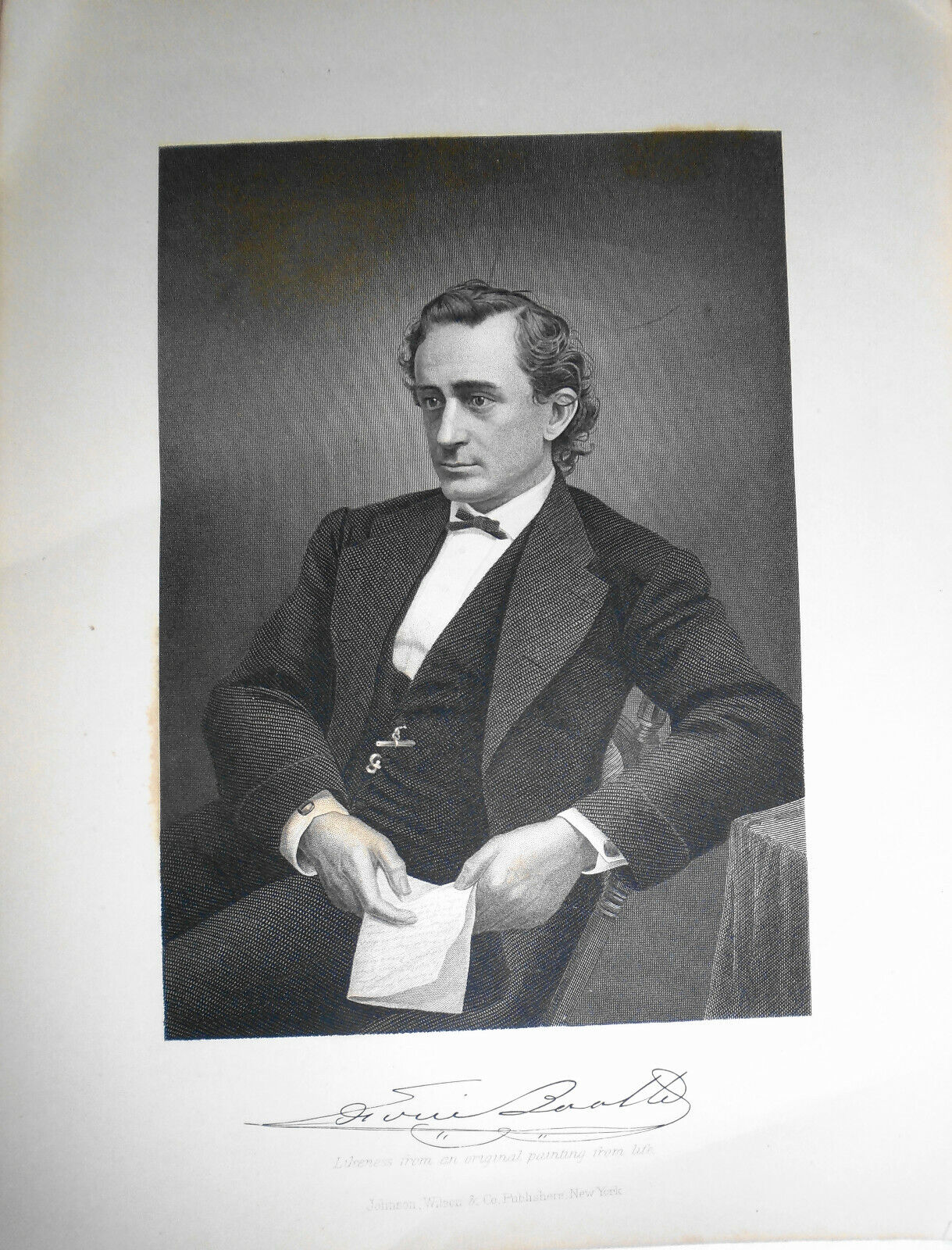 Edwin Booth - steel engraving - 1876 - Duyckinck International Gallerie
