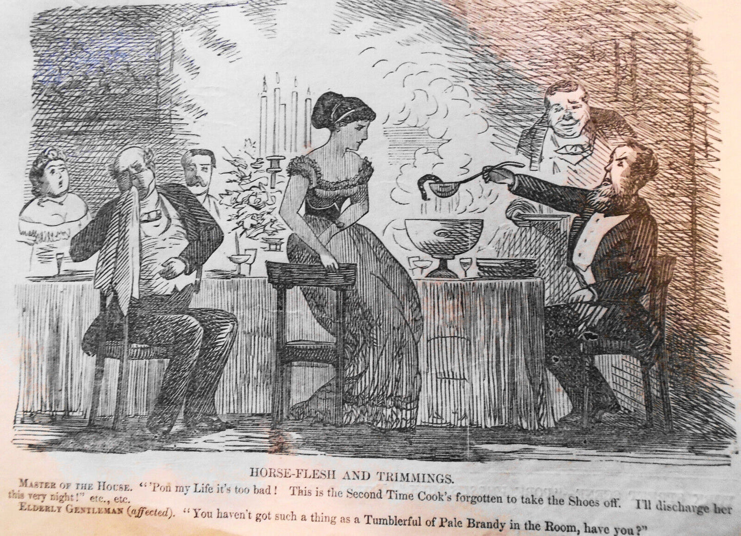 Booth of Soldiers' Messenger Co. / Pork vs. Milk / Horse Flesh & Trimmings. 1868