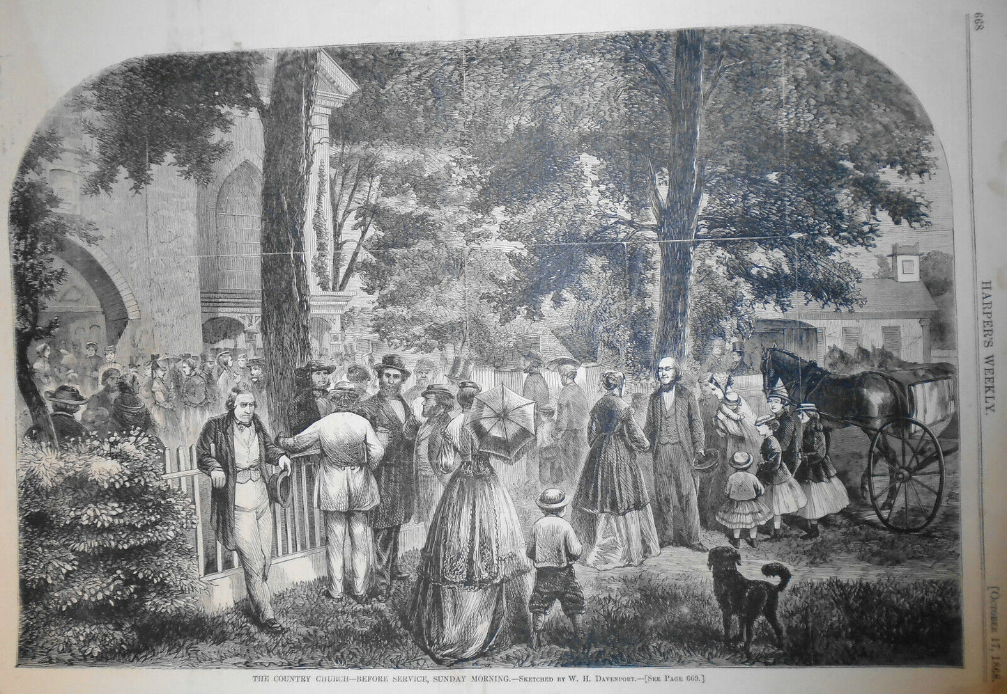 Harper's Weekly - Complete Original Oct 17, 1868 Boys In Blue, Country Church...