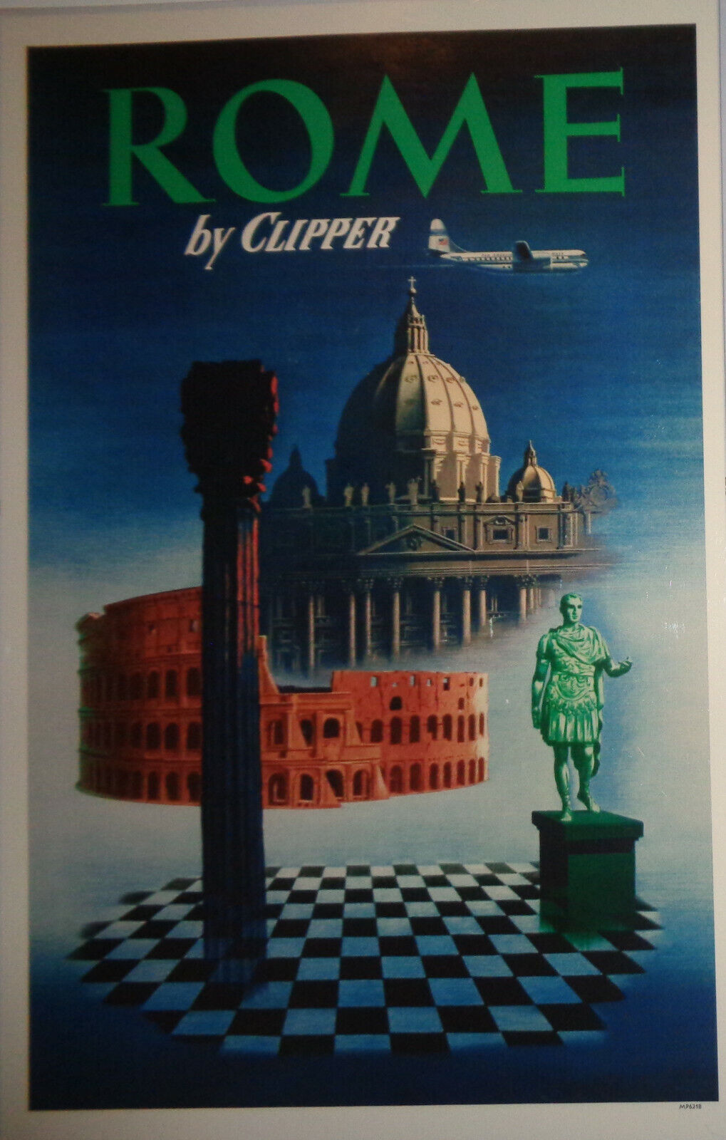 Rome By Clipper - Pan American World Airways Poster - 17 x 11 inches