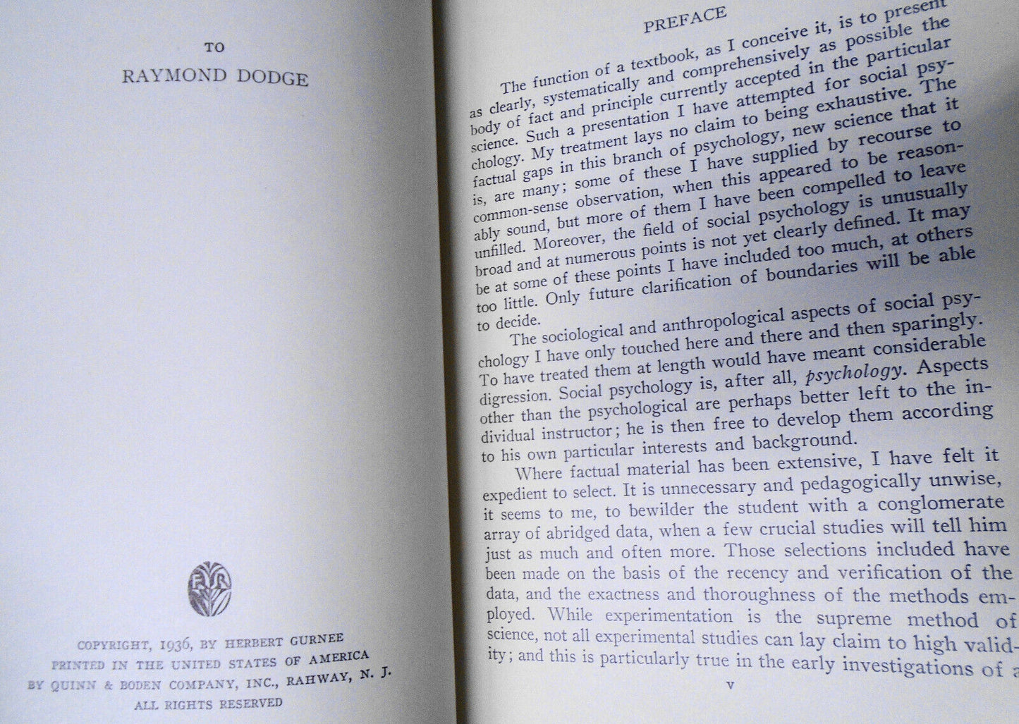 Elements of Social Psychology, by Herbert Gurnee. 1936 Hardcover First edition.
