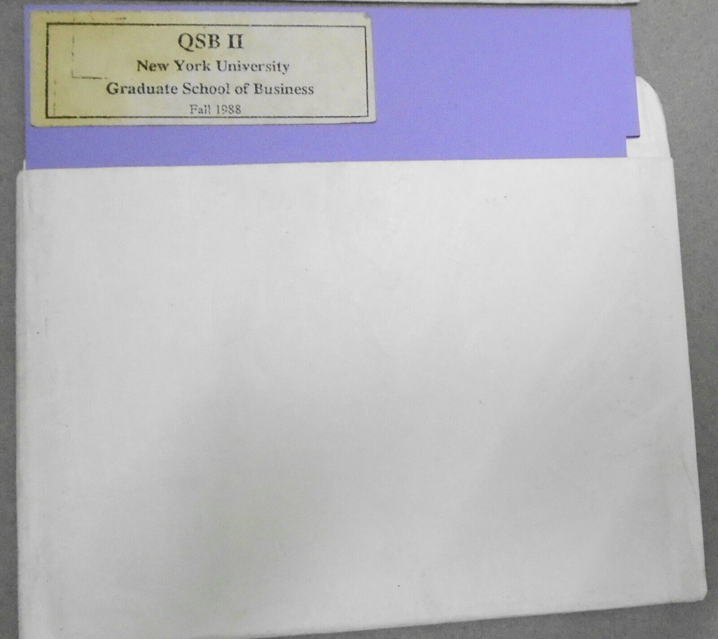 QSB I & II Quantitative Systems for Business - NYU Grad School of Business 1988