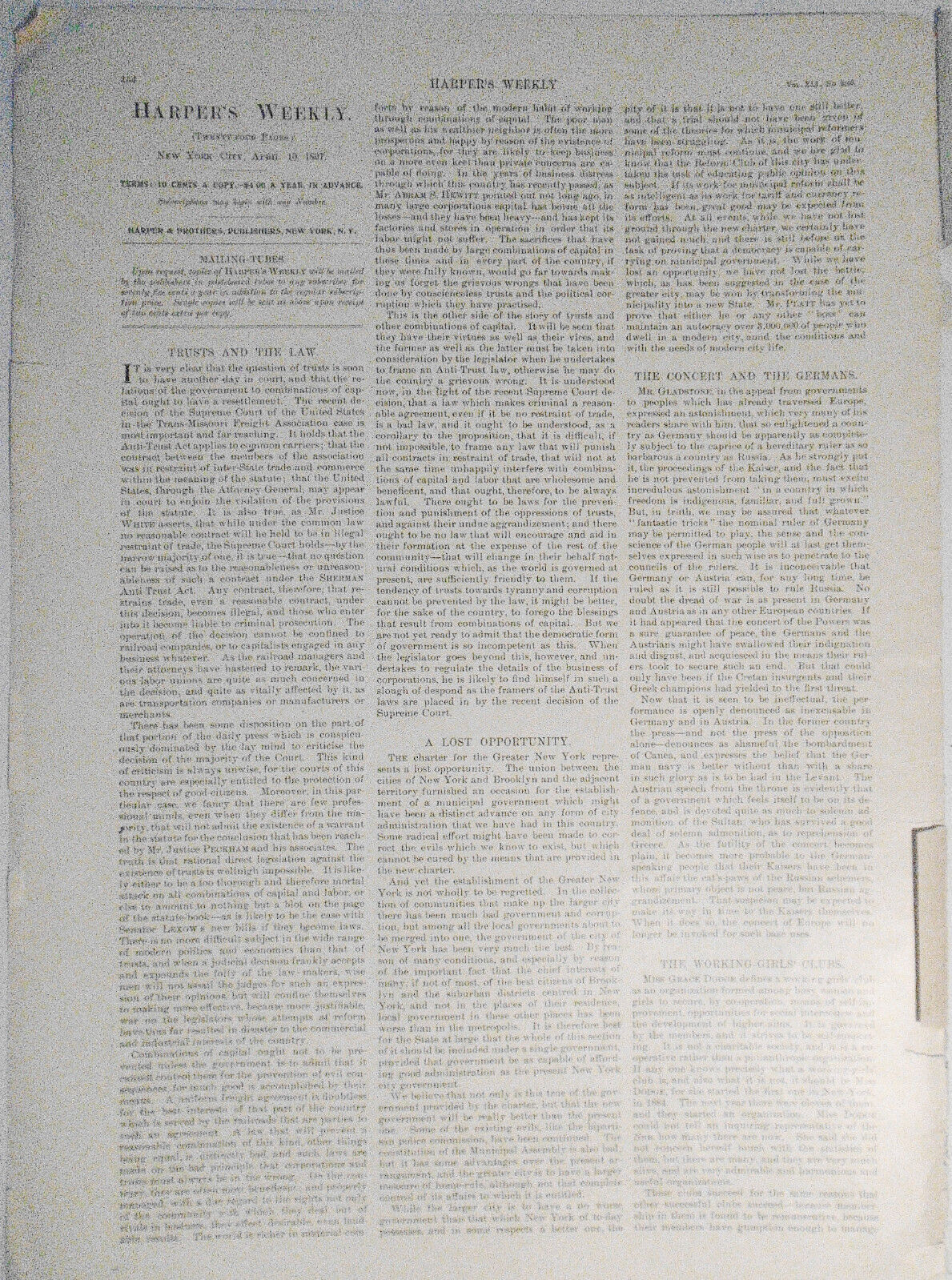 The Senator From Massachusetts Interrupts - Harper's Weekly, April 10, 1897