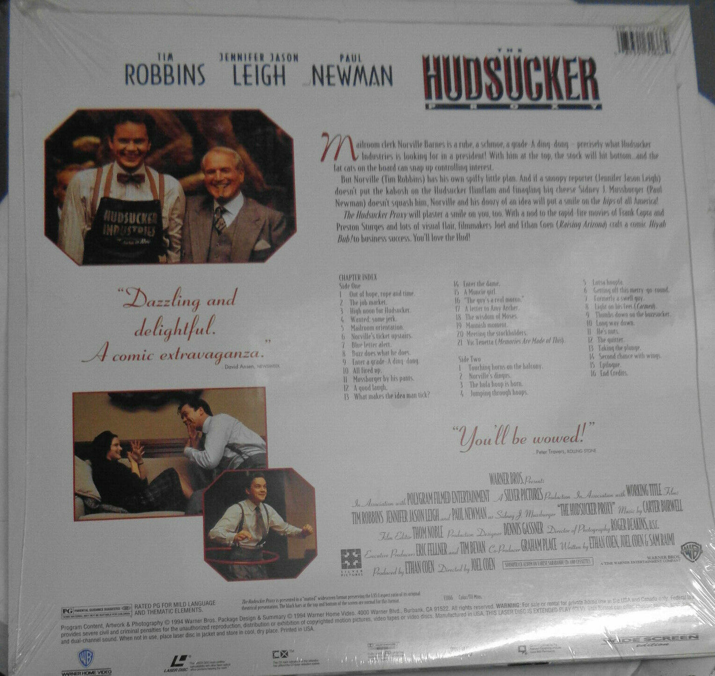 The Hudsucker Proxy Laserdisc - Brand new, Sealed - Paul Newman