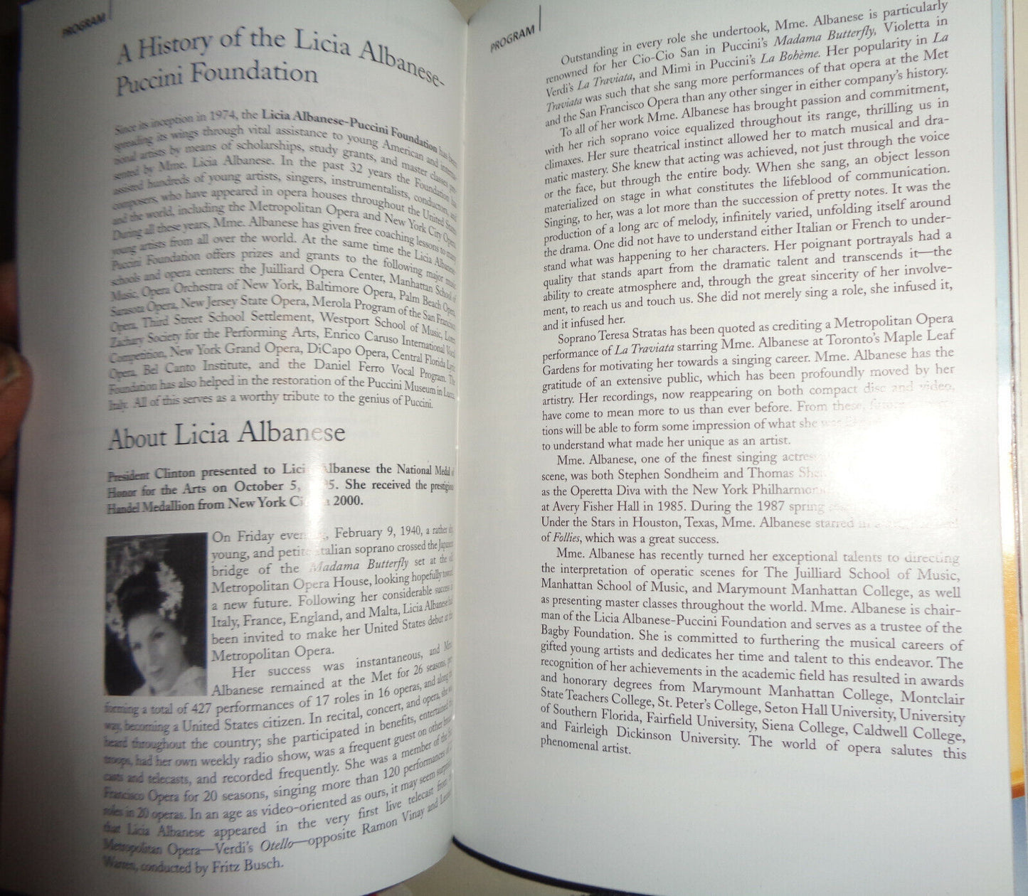 GALA BENEFIT IN MEMORY OF ANNA MOFFO.. PLAYBILL SIGNED BY SEBASTIAN CATANA 2006