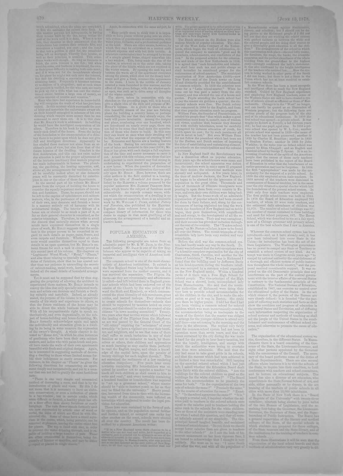 Country Homes - Harper's Weekly June 15, 1878 - Original Print