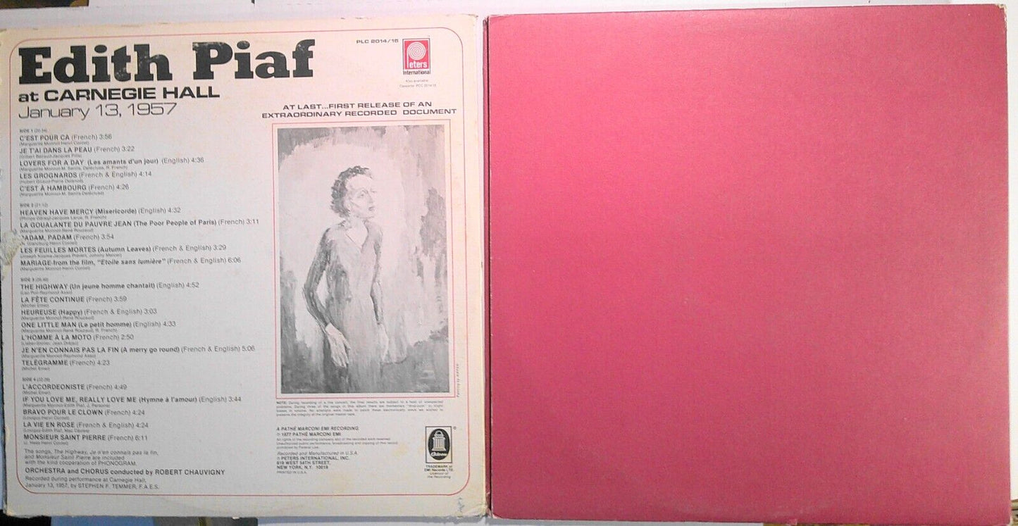 Edith Piaf At Carnegie Hall & The Unknown Edith Piaf - vinyl LP lot.