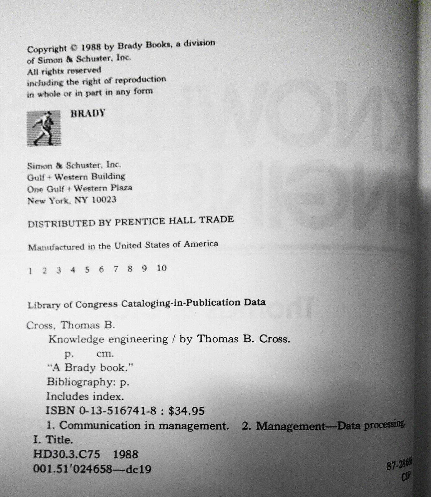 Knowledge Engineering: Uses of Artificial Intelligence in Business. Thomas Cross