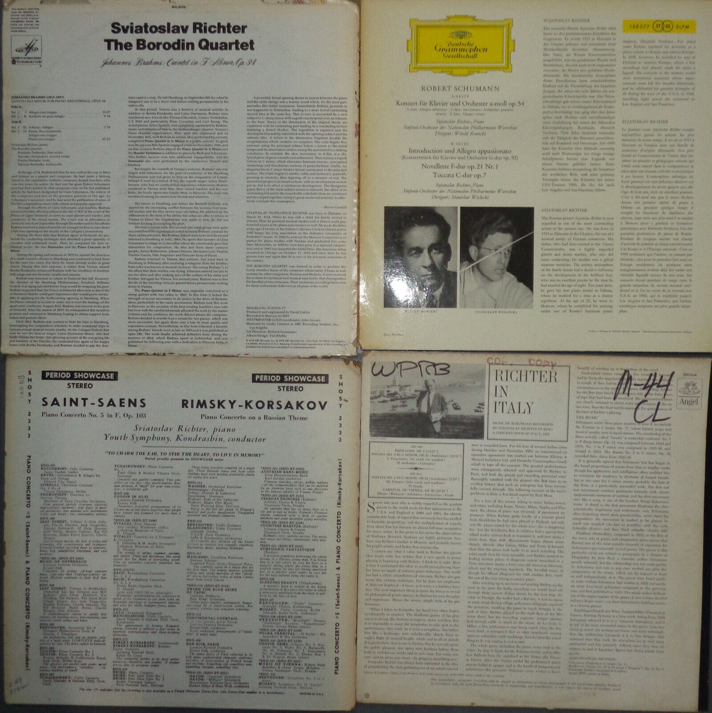 Sviatoslav Richter - 4 LPs - Brahms, Schumann, Saint-Saens, Rimsky-Korsakov