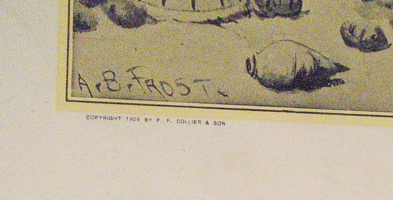 "Getting Even", by A. B. Frost - 1906. Original antique print. Matted. 23" X 17"