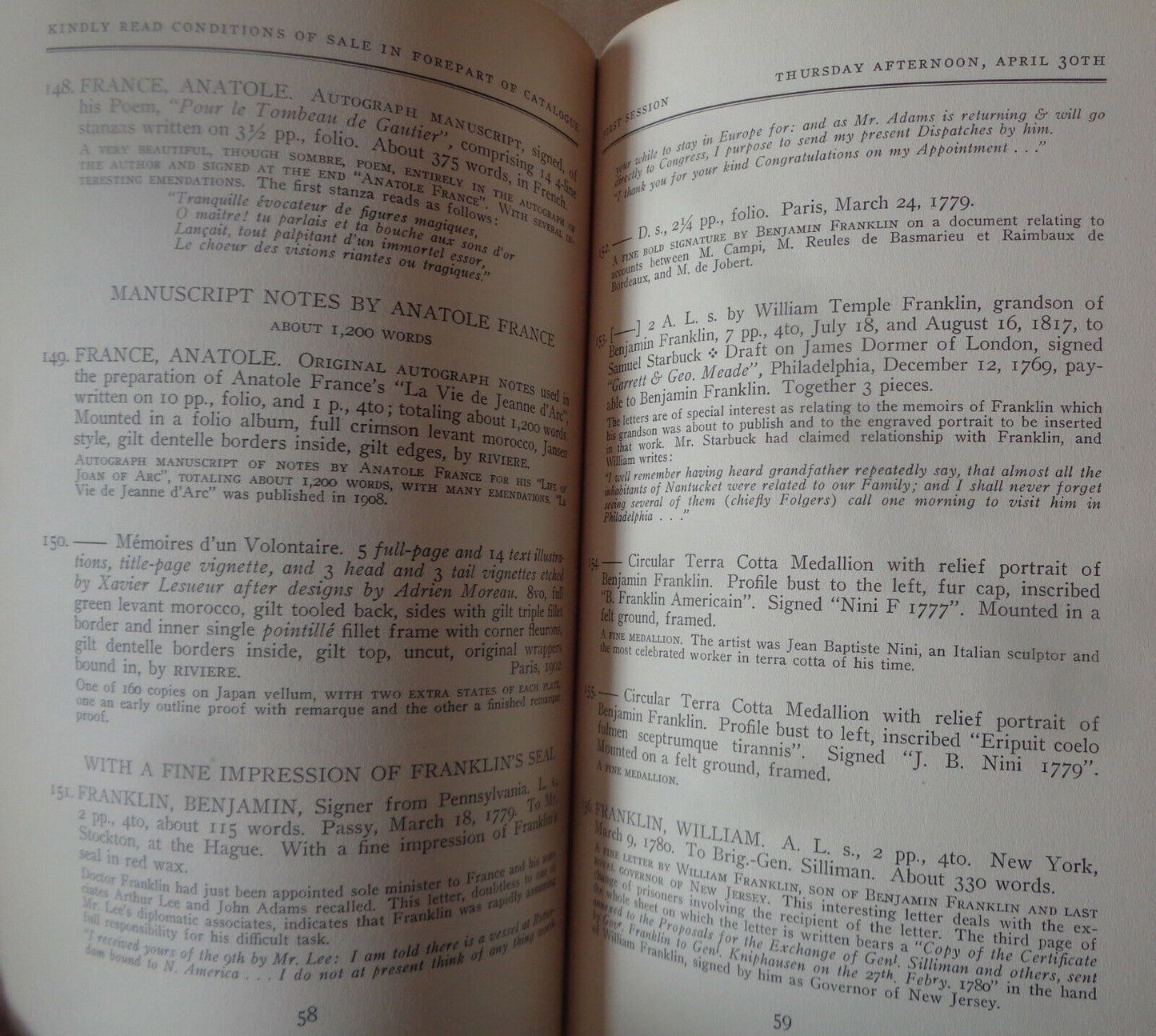 IMPORTANT HISTORICAL & LITERARY AUTOGRAPHS AND MANUSCRIPTS J Percy Sabin 1936