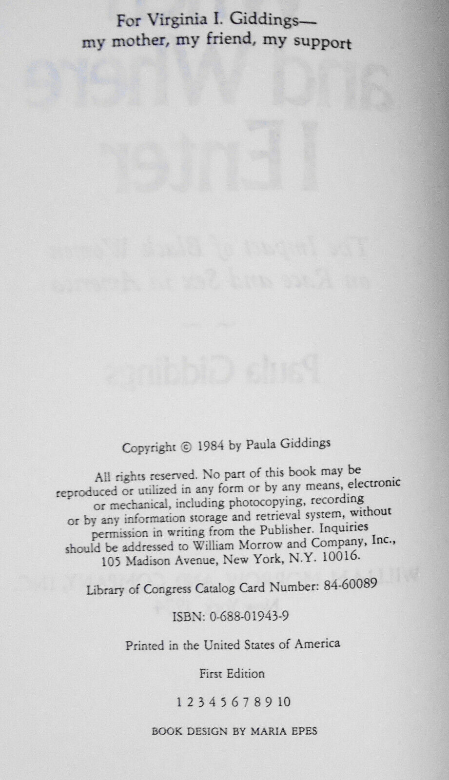 When and Where I Enter, the impact of Black women by Paula Giddings. 1st ed 1984