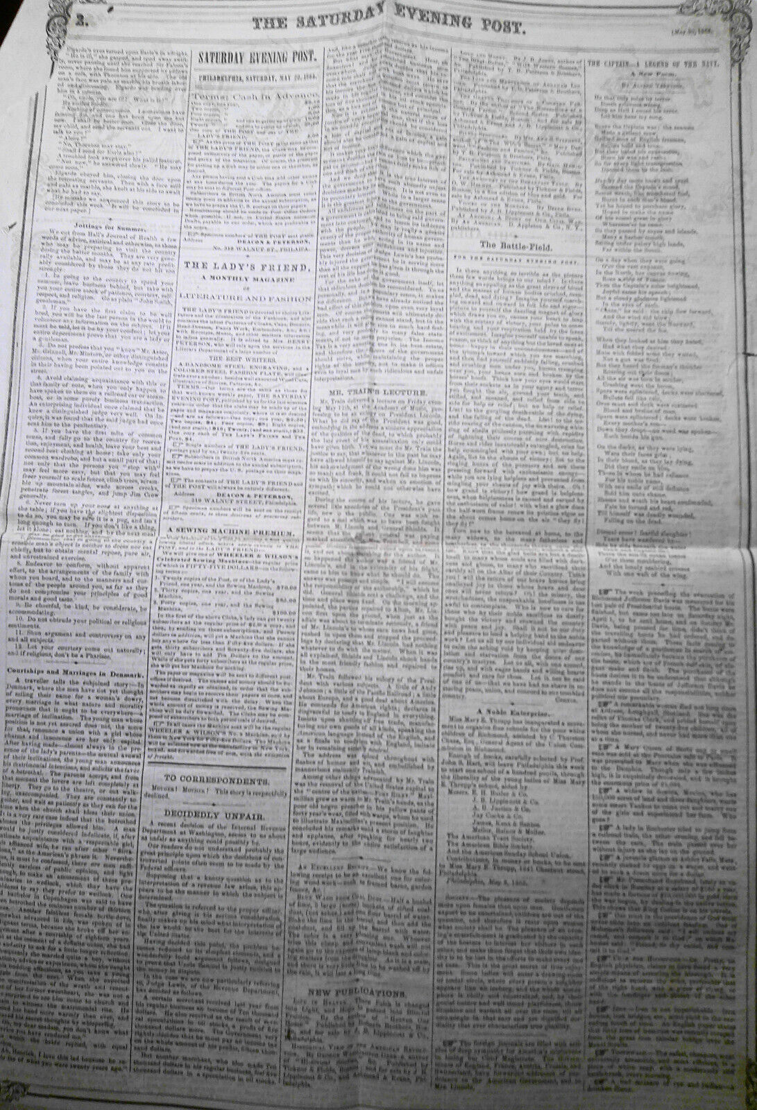 Saturday Evening Post, May 20, 1865 - Capture of Jeff Davis in Feminine Disguise