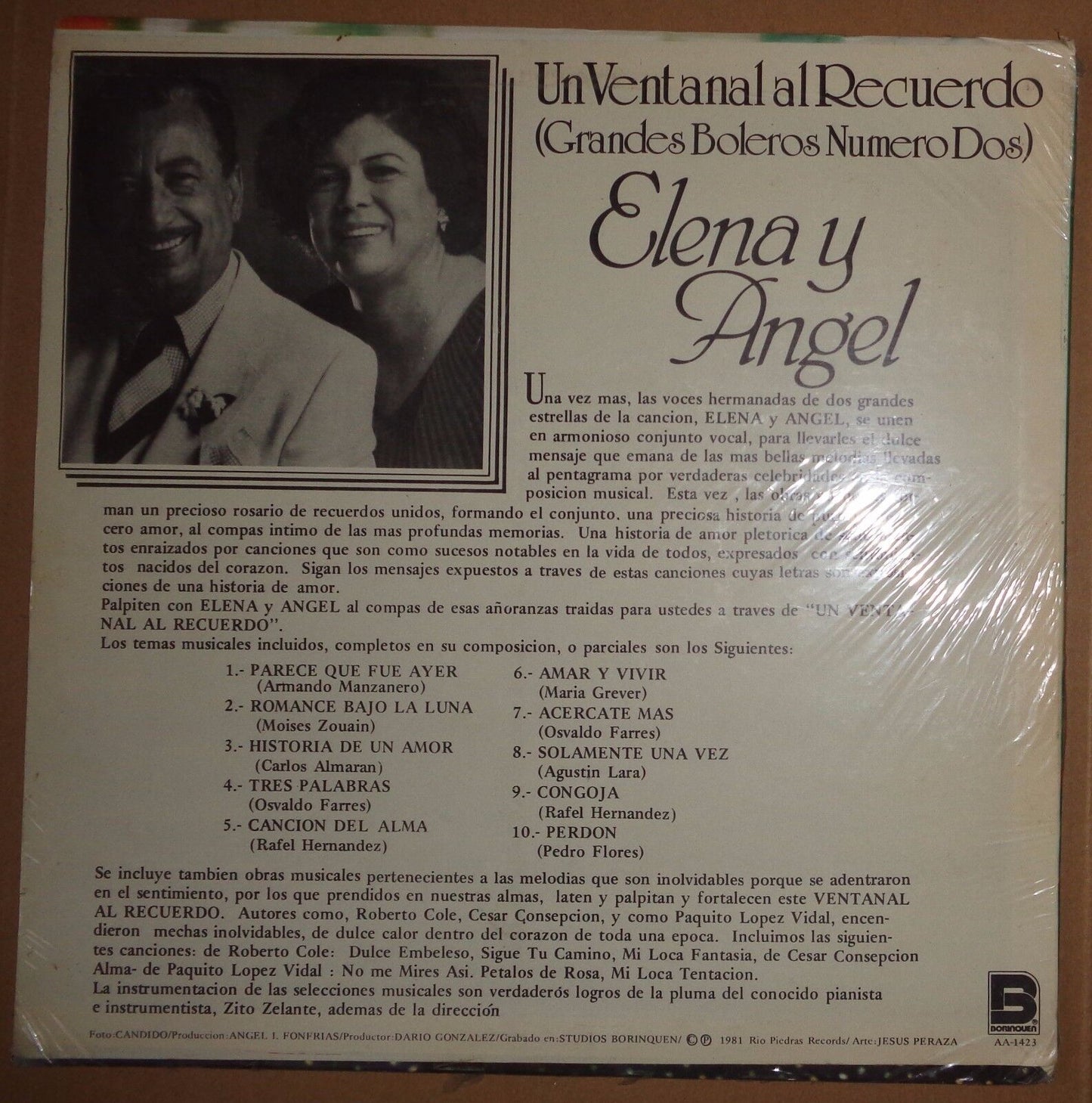 Elena y Angel - Un ventanal al recuerdo. LP. SEALED. Zito Zelante