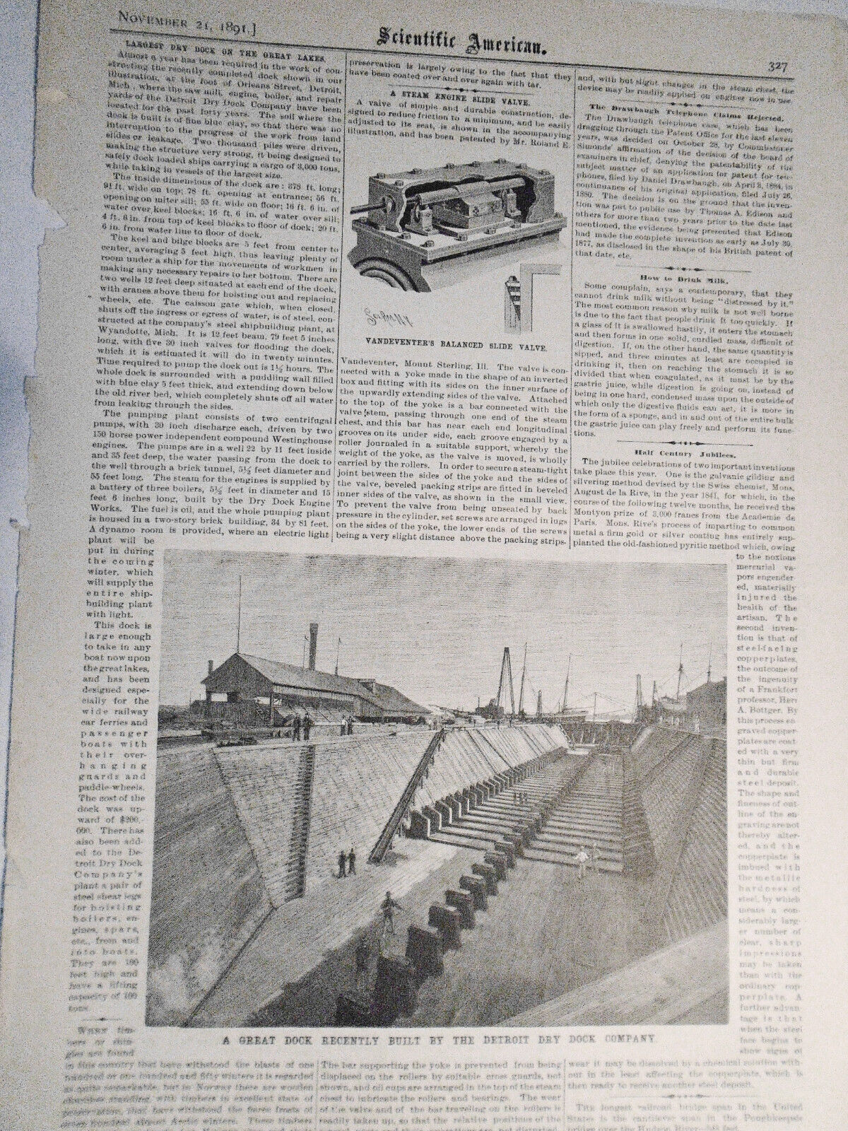 Great Dock Recently Built By The Detroit Dry Dock Co. - Scientific American 1891