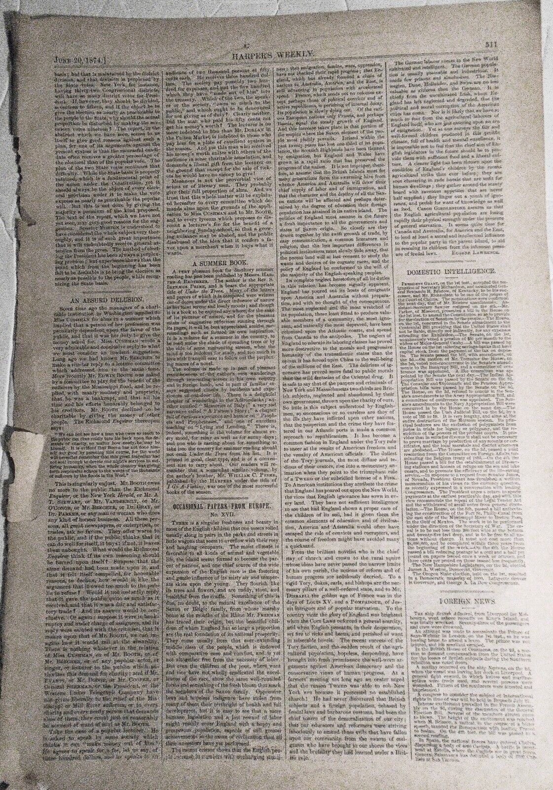 1874 Indian Canoe Race & Indians Offering Gifts to the Dead - 2 original prints