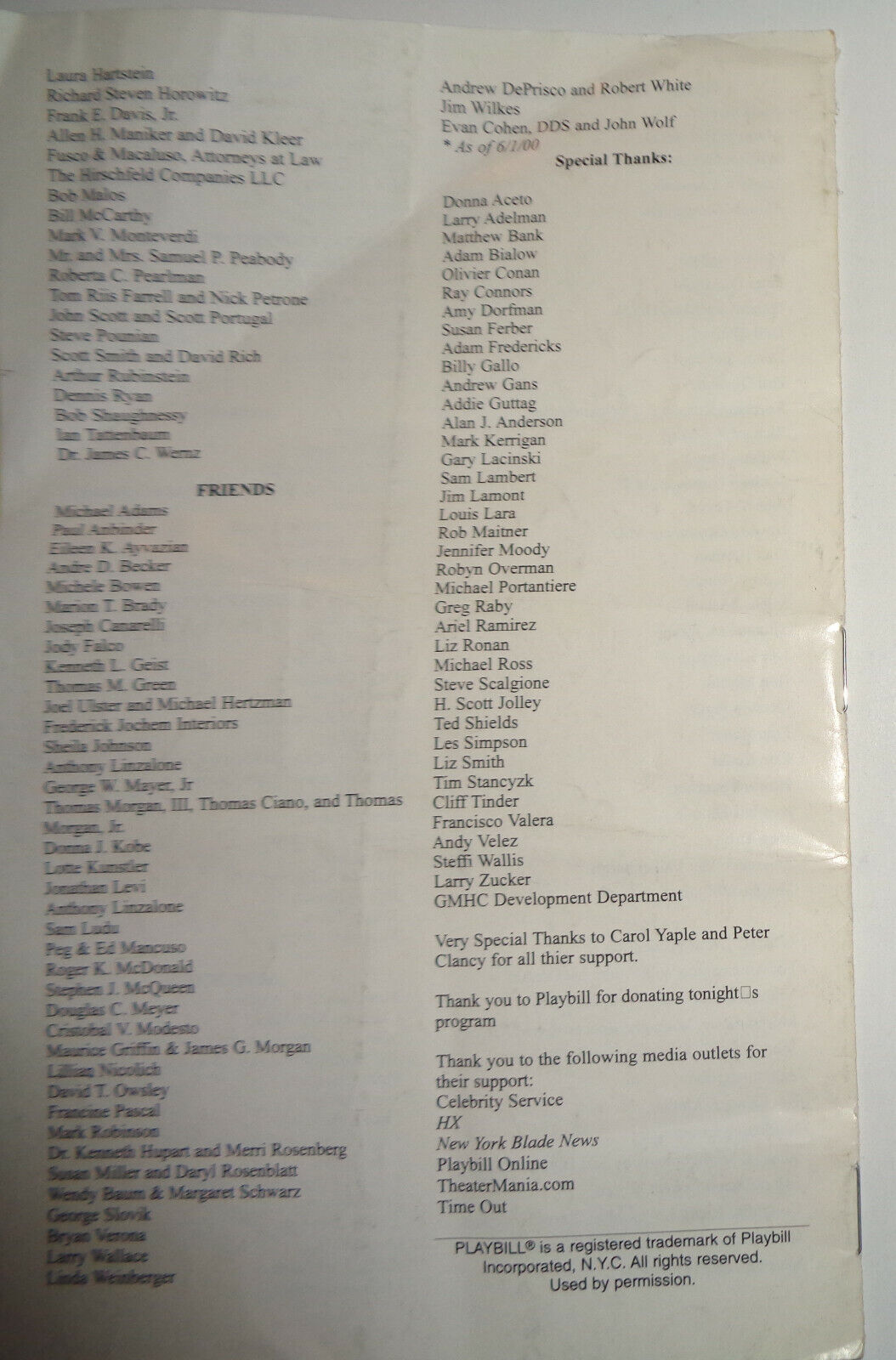 AN EVENING WITH AUDRA McDONALD - PLAYBILL - TOWN HALL, JUNE 12, 2000