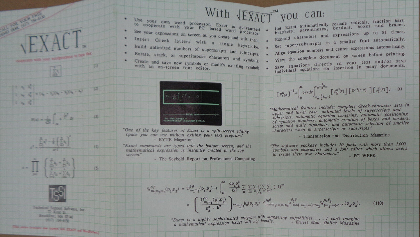 EXACT: expression & character typography for the mathematical sciences - for IBM