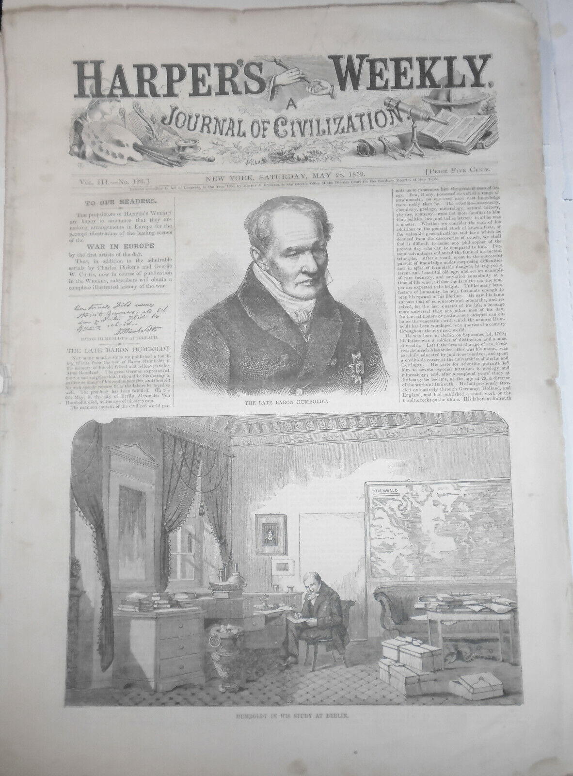 Harper's Weekly - Original May 28, 1859 : Abolitionists In Council /Map Of Italy