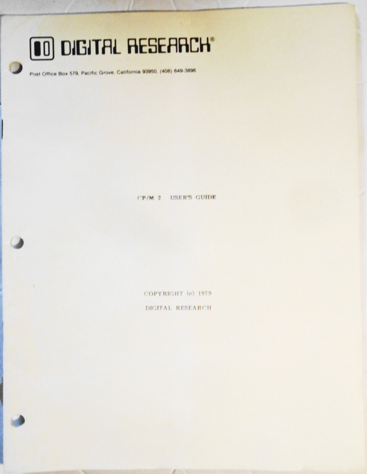 Digital Research CP/M 2 User's Guide, 1979.