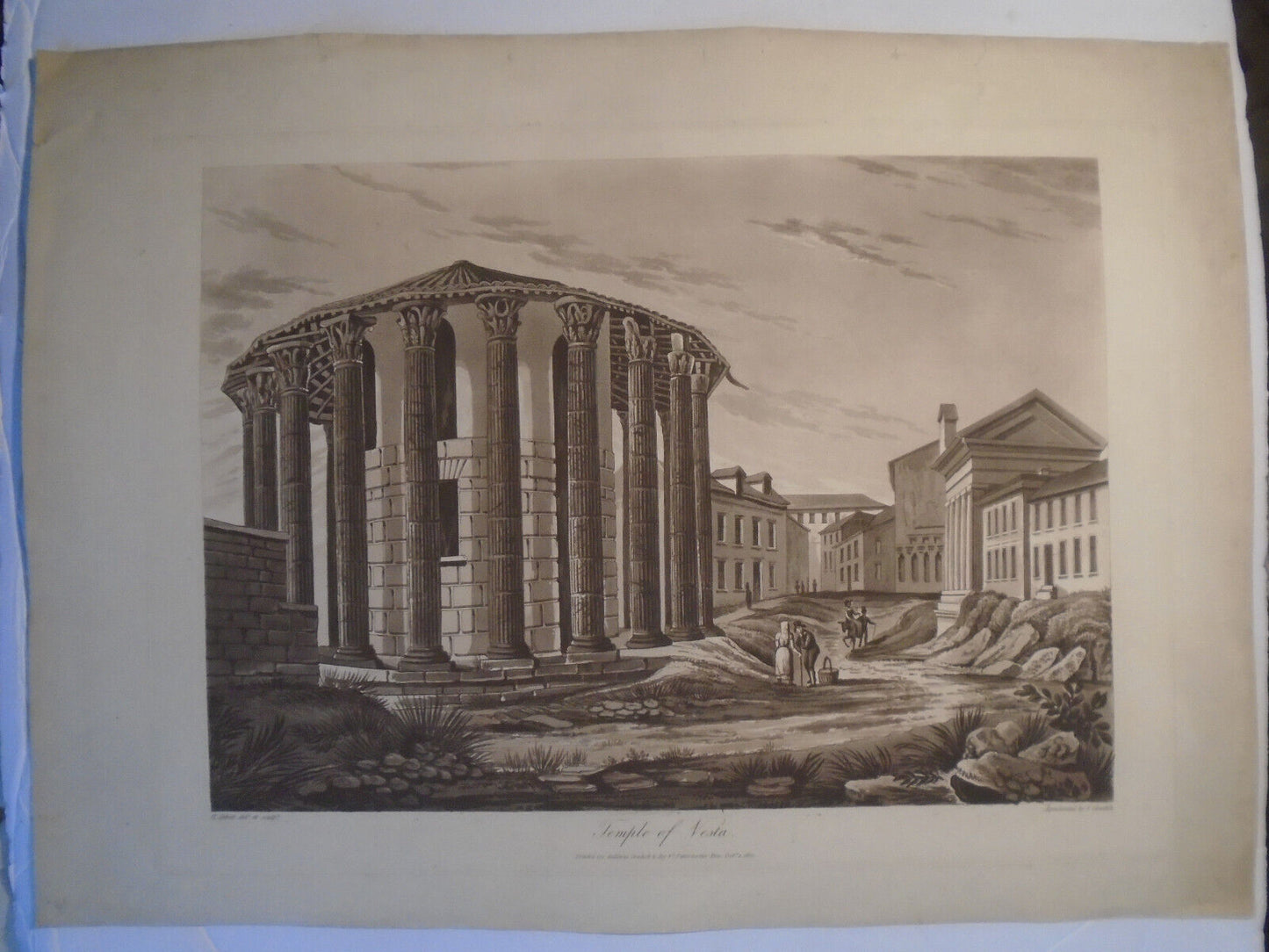 1820 Temple of Vesta, by Henry Abbott. Aquatinted by J. Gleadah. 22.5" x 16.5"