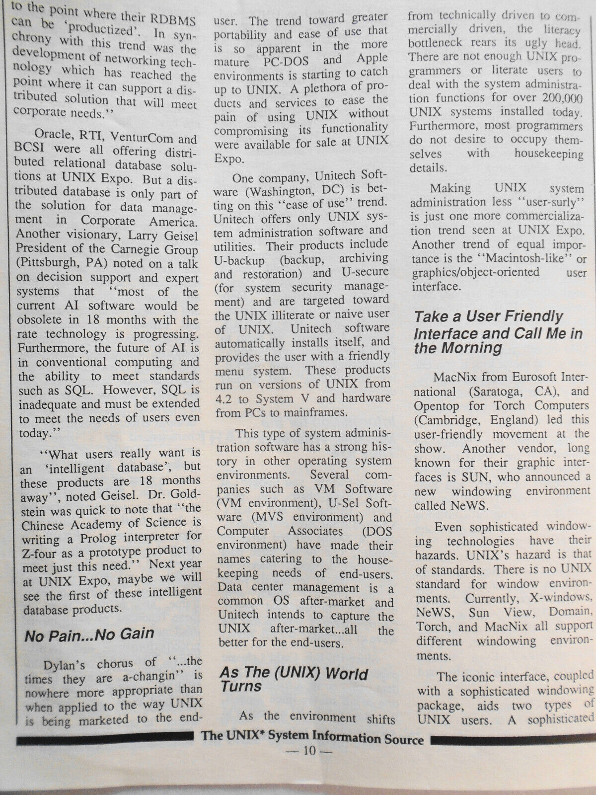 UNIQUE: The UNIX System Information Source, Vol. 4, No. 9, June 1987