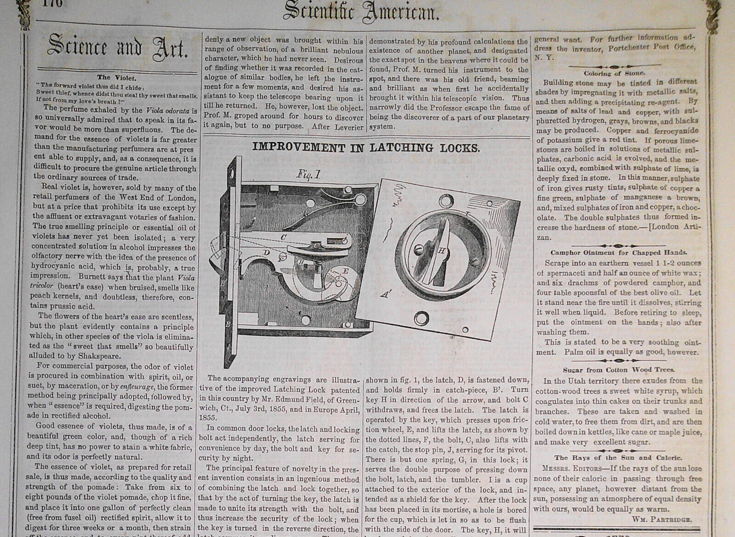 Scientific American, February 9, 1856. Machines for Marble Sawing & Weaving Wire