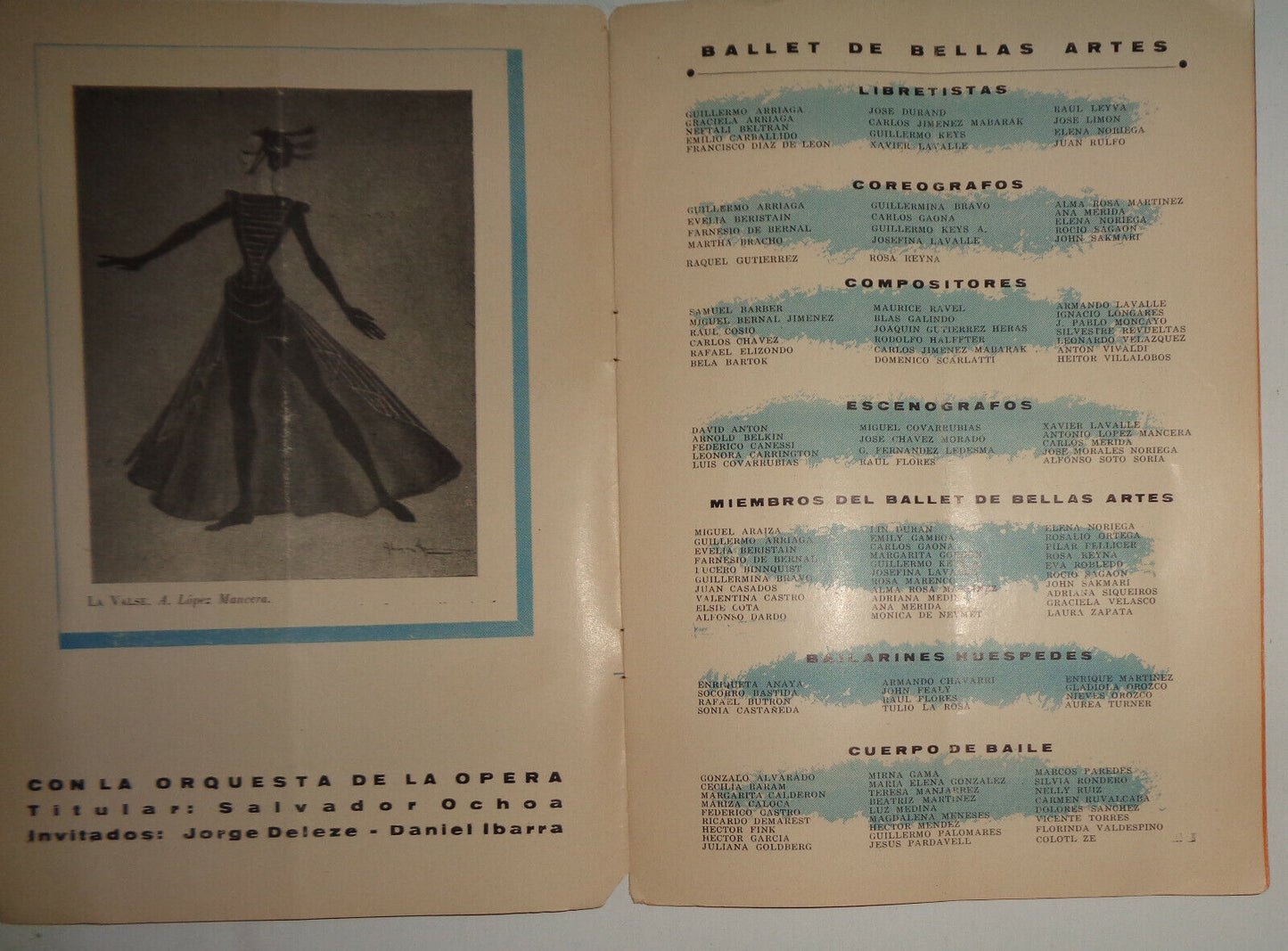 BALLET DE BELLAS ARTES - PROGRAMME 1955 - TEMPORADA DE DANZA MODERNA