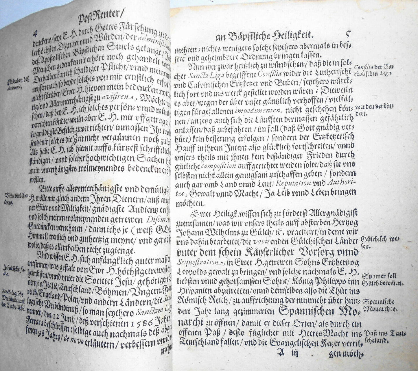1620 - PostReutter/ An Bäpstliche Heiligkeit/ Bapst Paulum V. ...