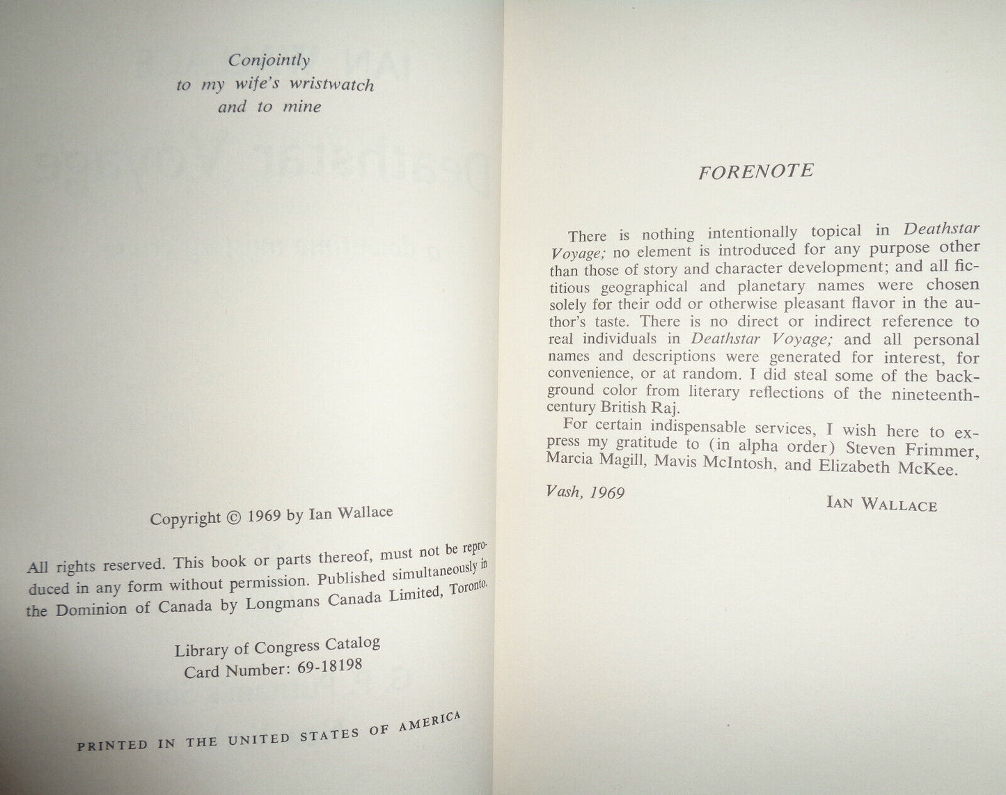 Deathstar voyage; a downtime mystery cruise, by Ian Wallace. First edition 1969