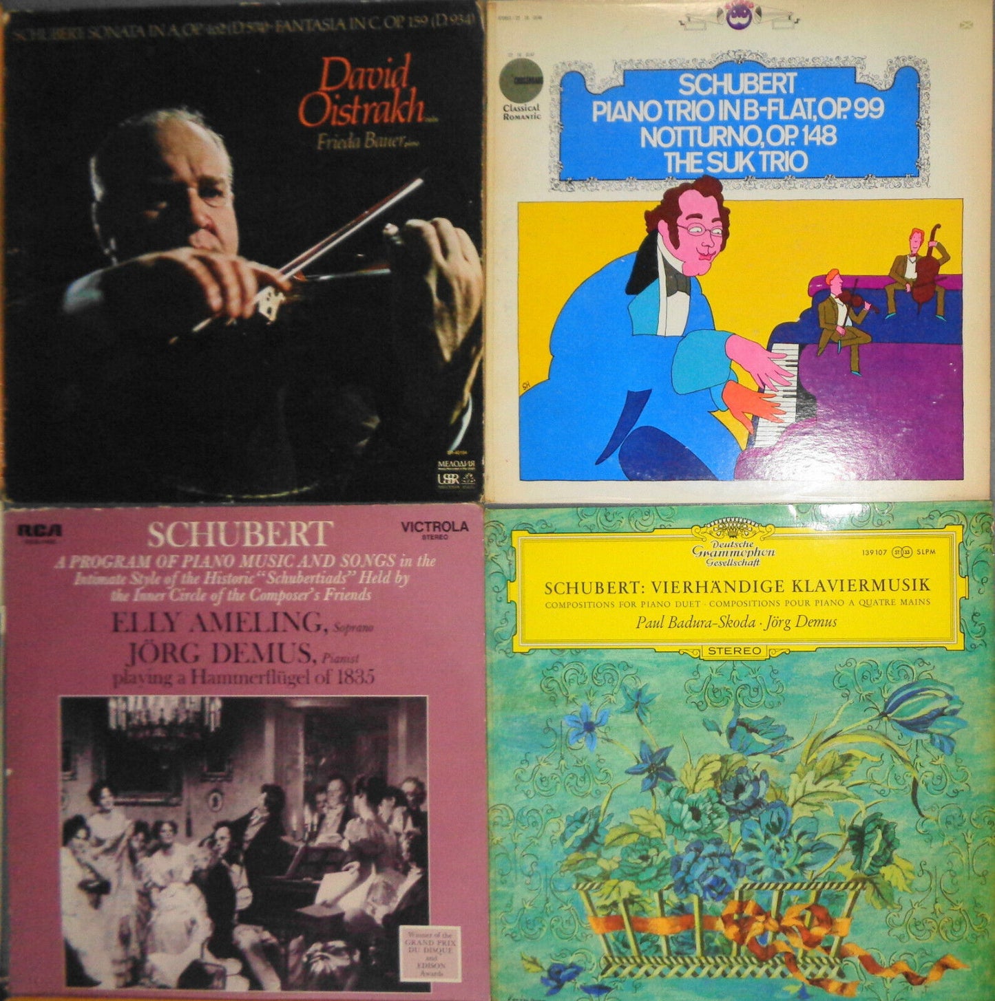16 Schubert LPs lot - Szell, Battle, Suk Trio, Stern /Rose, Oistrakh, Toscanini
