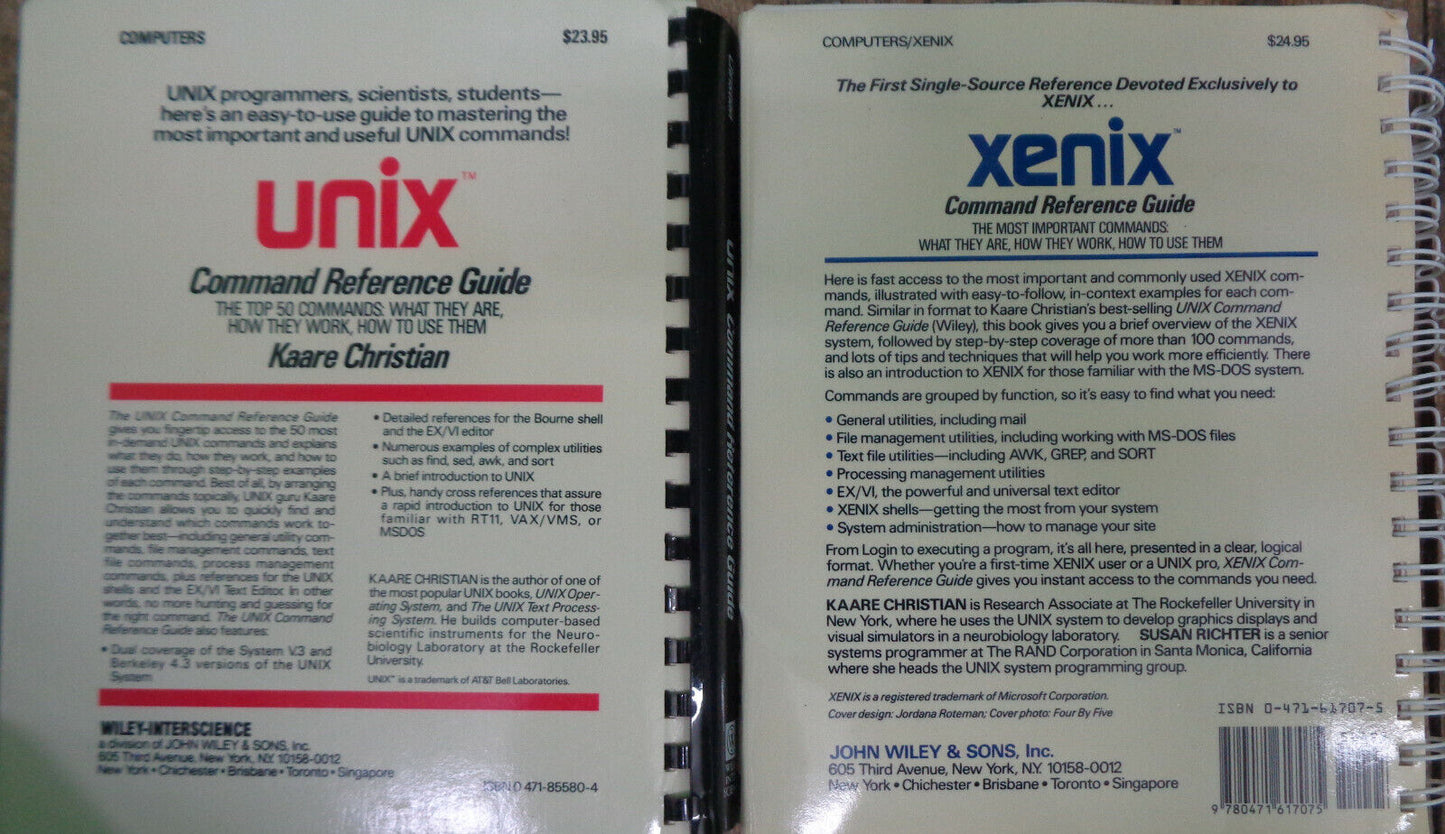 Kaare Christian - XENIX Command Reference Guide, and UNIX ... - 2 books. Fine.