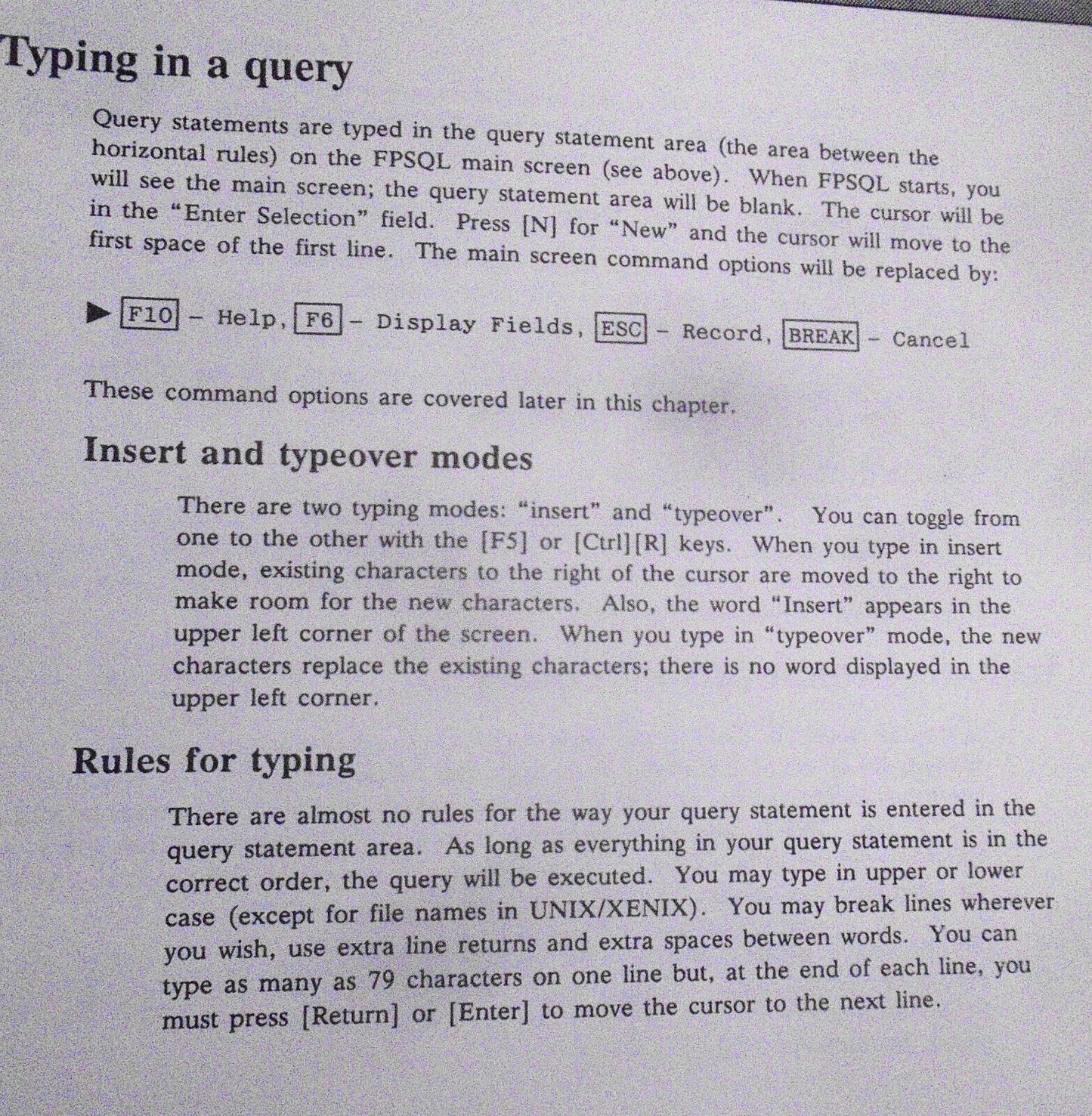 Filepro FPSQL Beta Test Program - Version 00.01.00, 1987 Manual & MSDOS software
