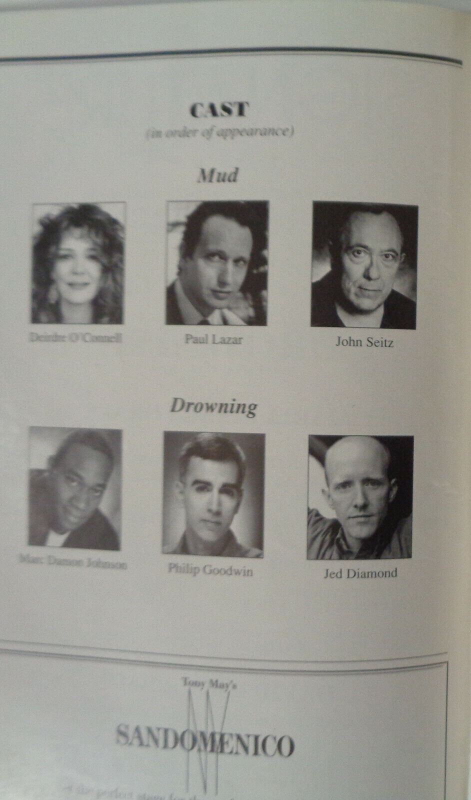 Mud And Drowning - Playbill - September 1999