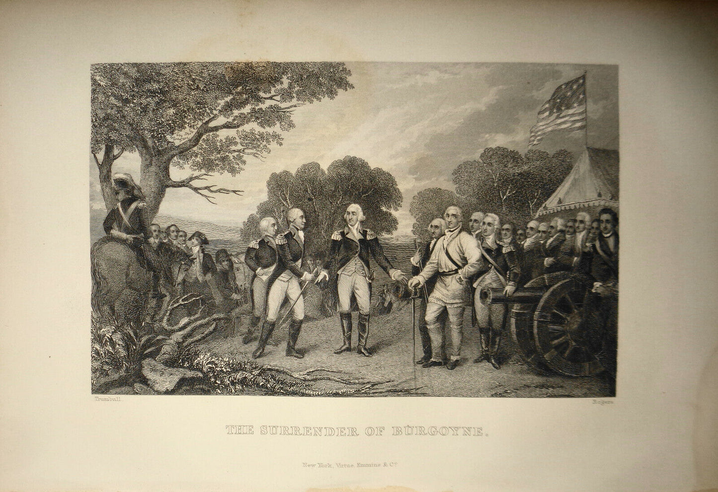 1860 - The Surrender of Burgoyne - Trumbull; J Rogers - Original engraving