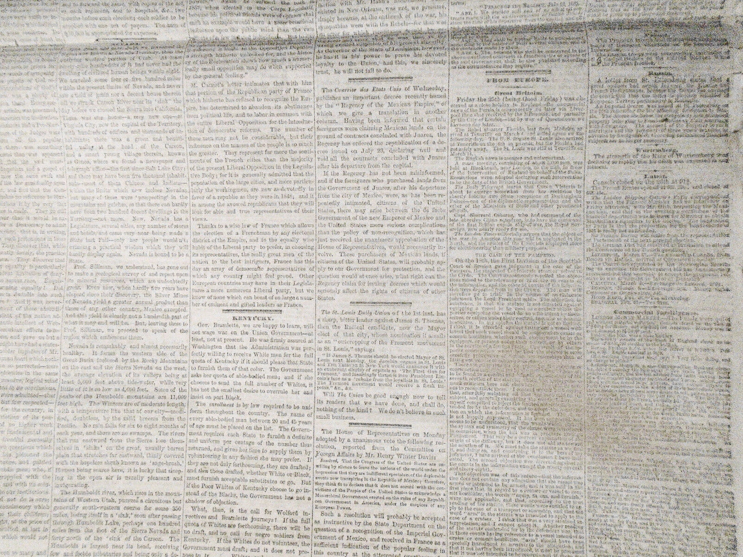 NEW YORK TRIBUNE, April 8, 1864 - Civil War; Irish on Slavery; Metropolitan Fair
