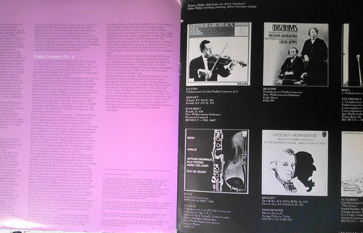 4 classical violin vinyl LPs lot : Arthur Grimiaux & Yehudi Menuhin